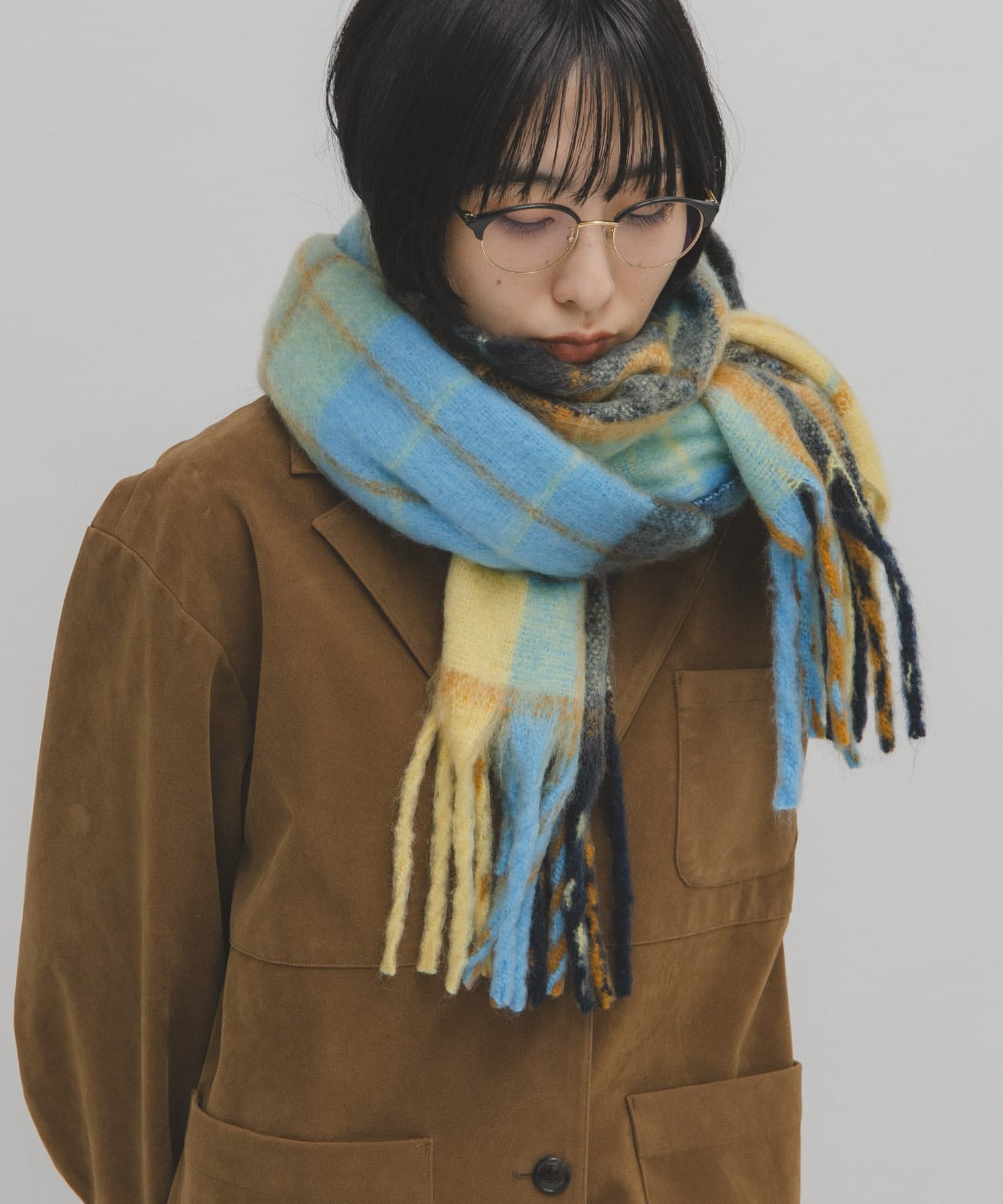 ブークレチェックストール BLUE one