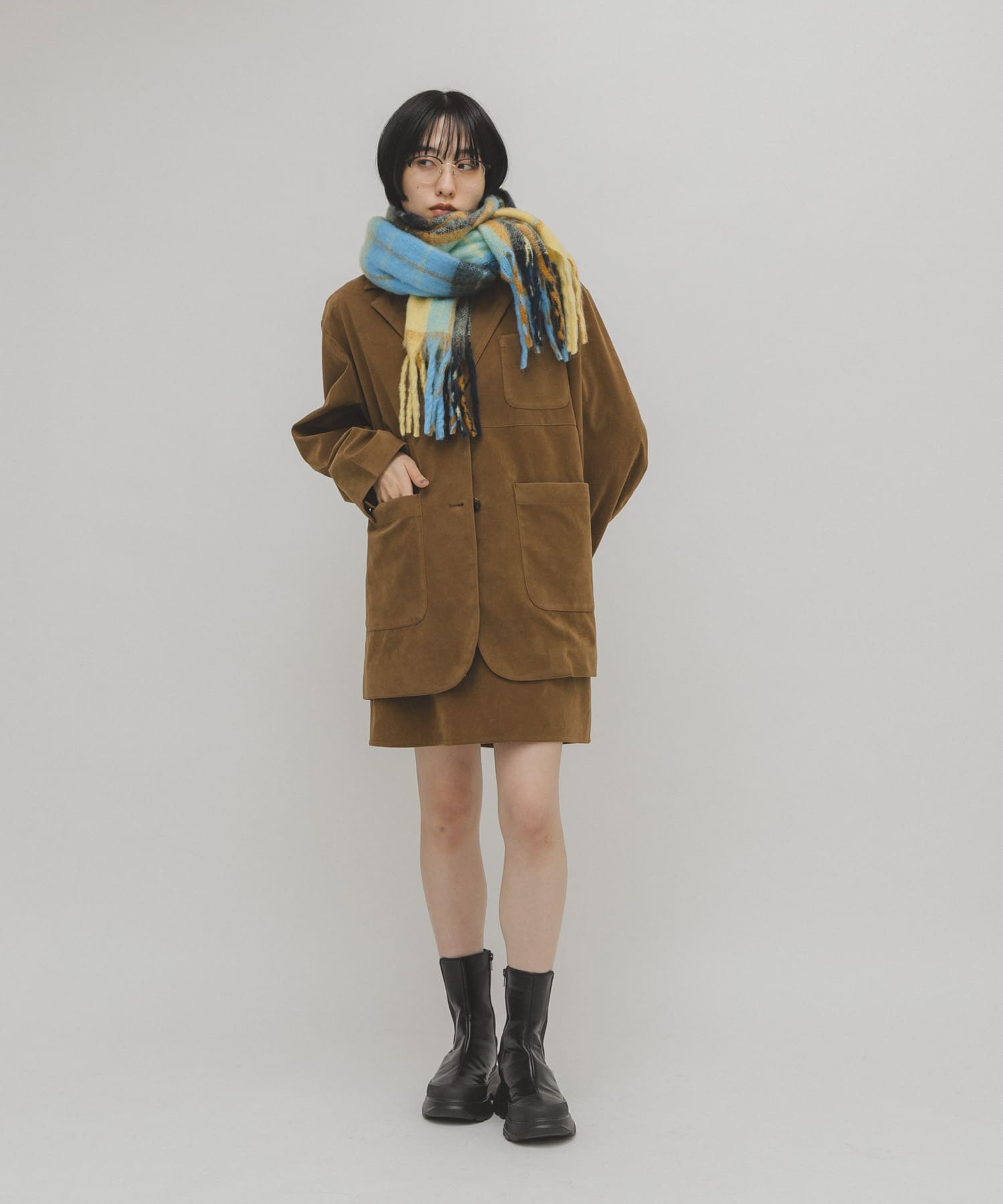 ブークレチェックストール BLUE one