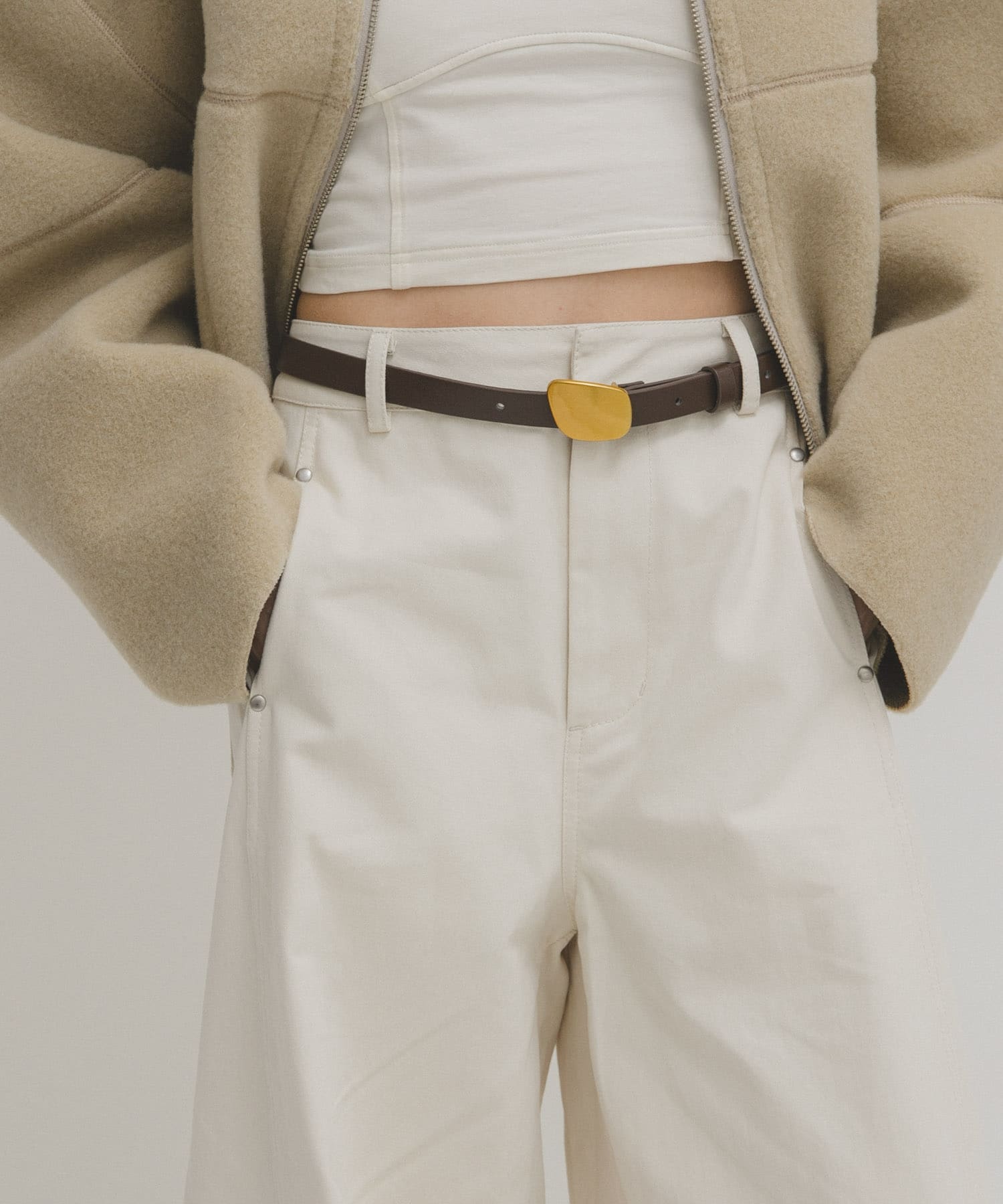 プレートバックルベルト BROWN One