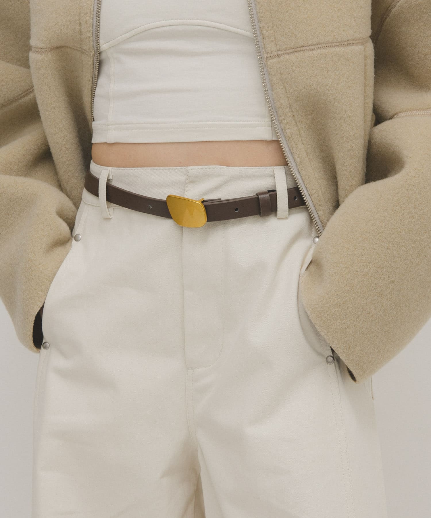 プレートバックルベルト BROWN One