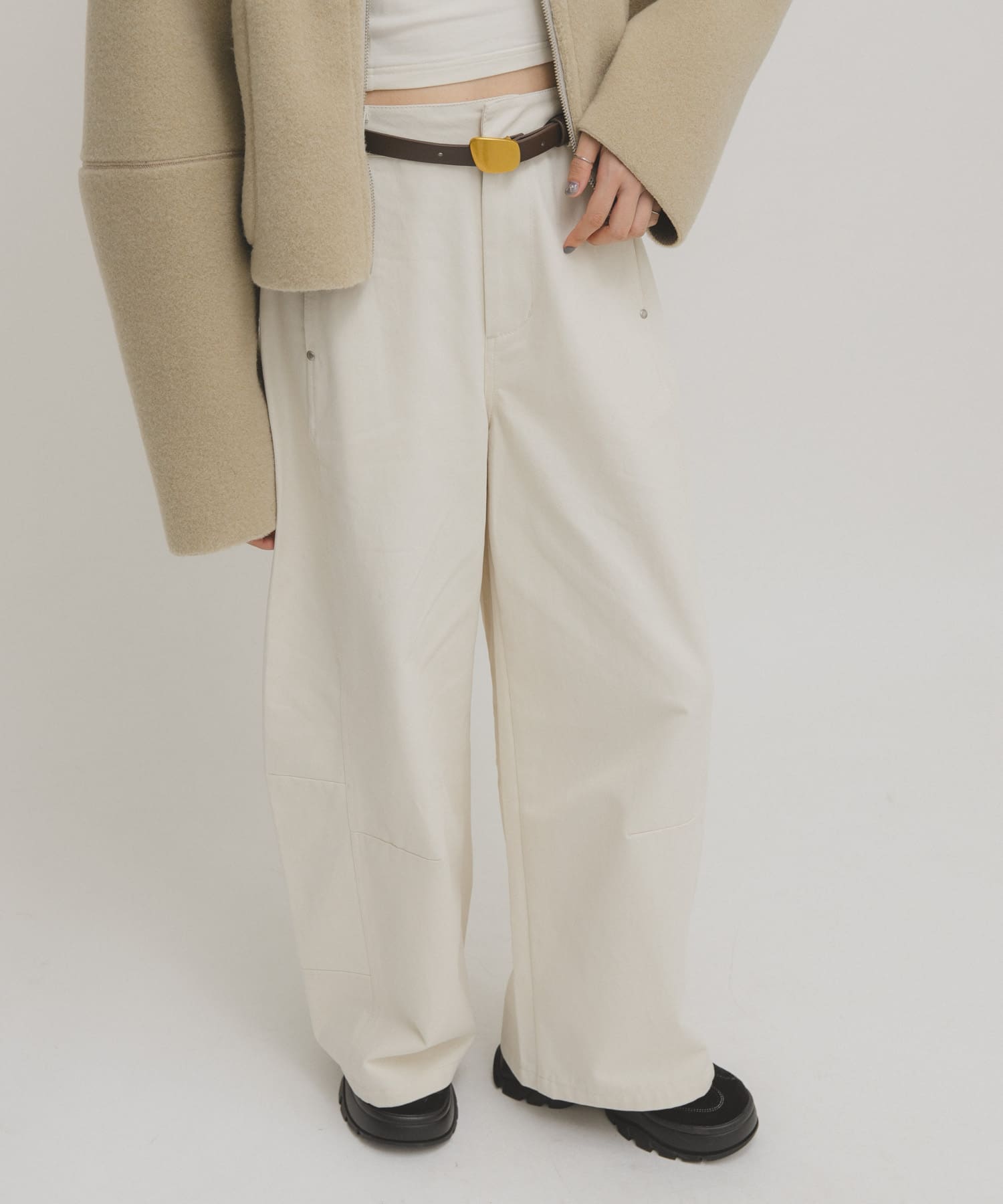 プレートバックルベルト BROWN One