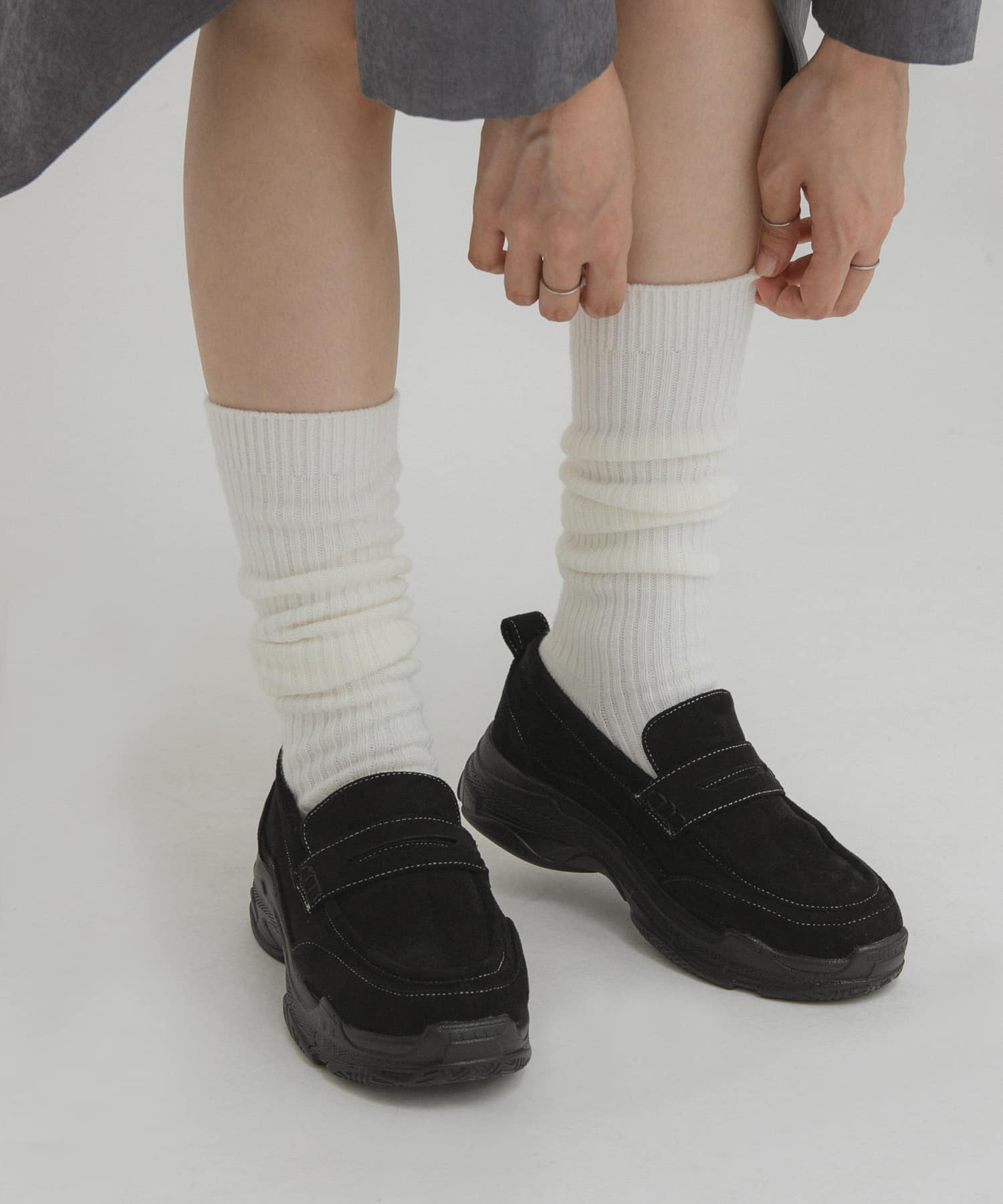 スニーカーソールローファー BLACK S