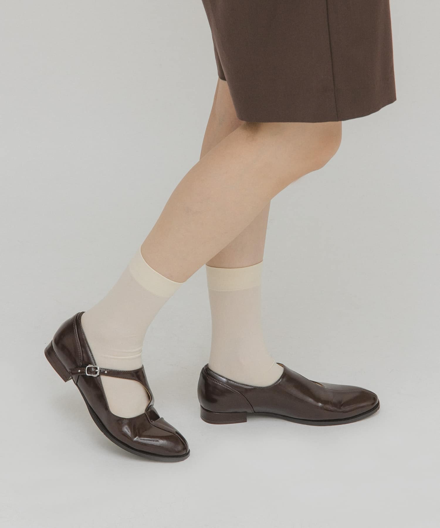 アシンメトリーメリージェーンローファー BROWN 36