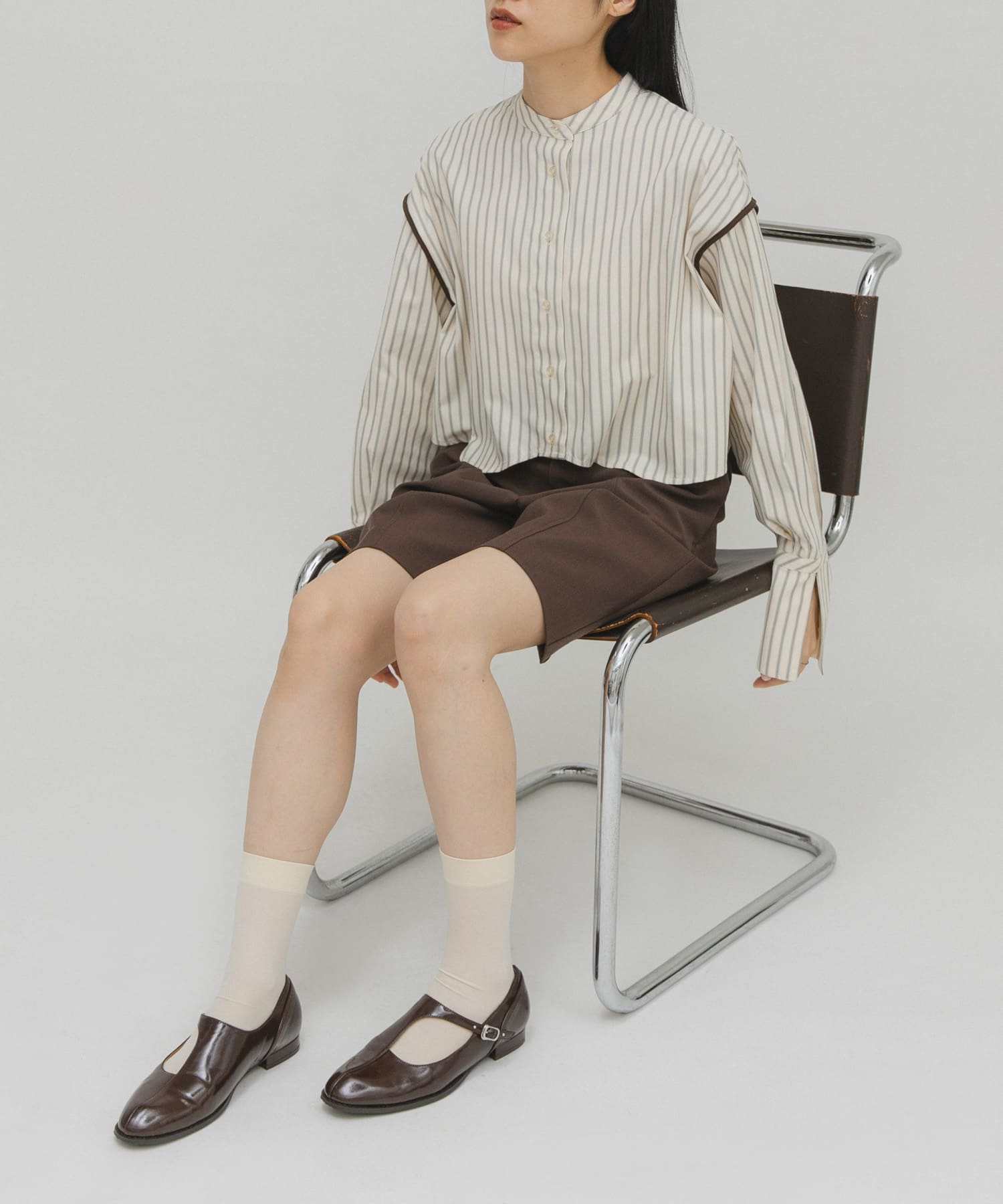 アシンメトリーメリージェーンローファー BROWN 36