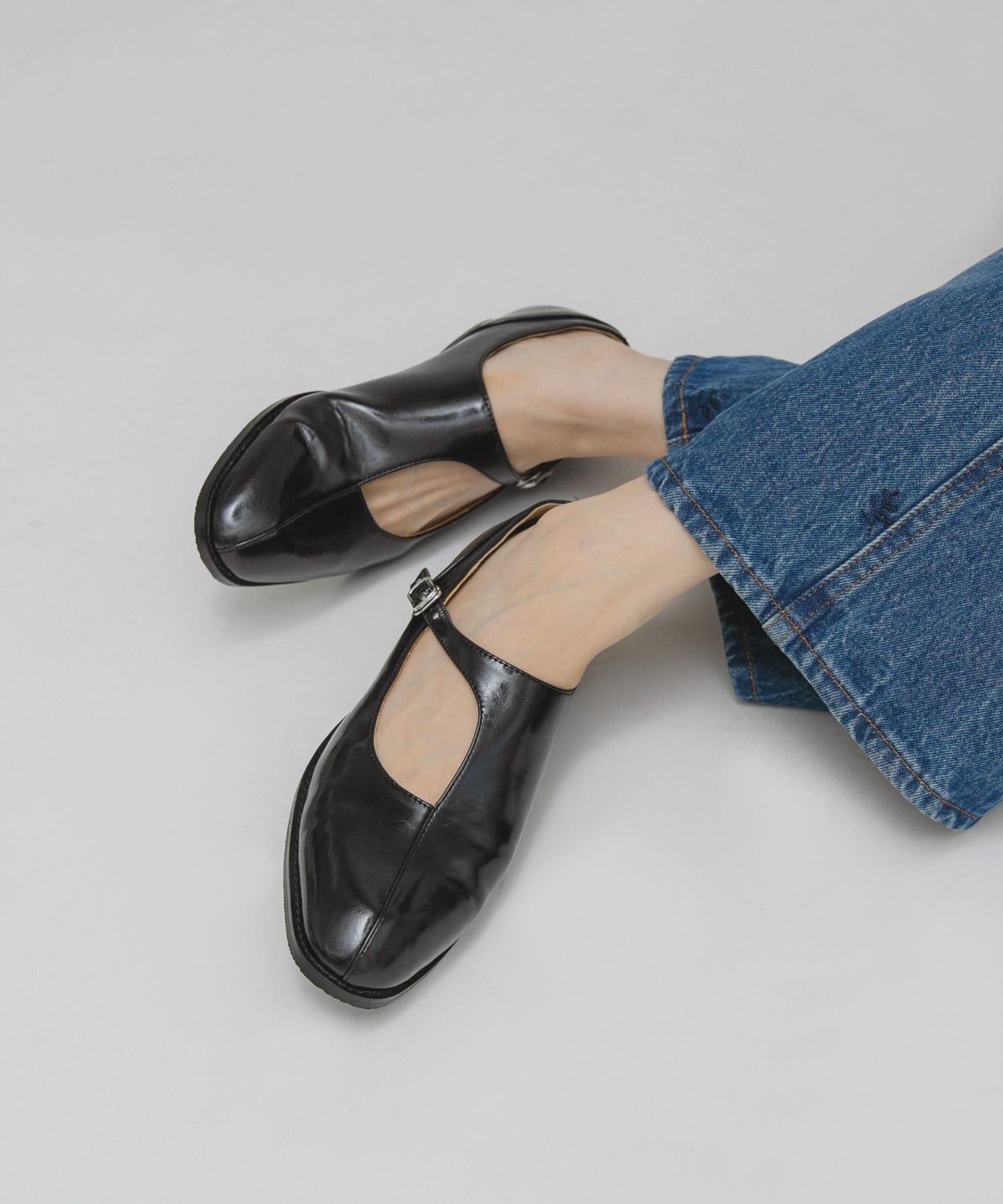 アシンメトリーメリージェーンローファー BLACK 36