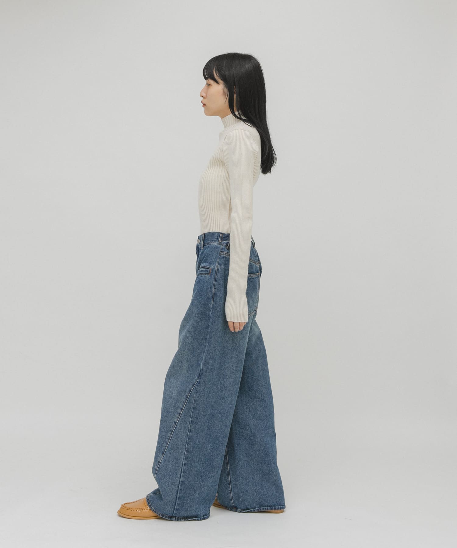 ギャザーデザインローファー BEIGE 36