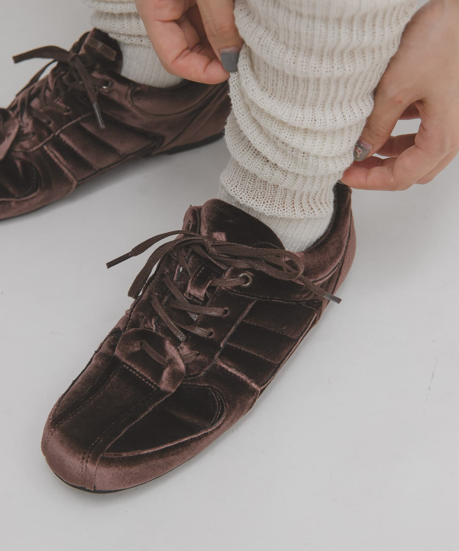 ベロアスニーカー BROWN 37