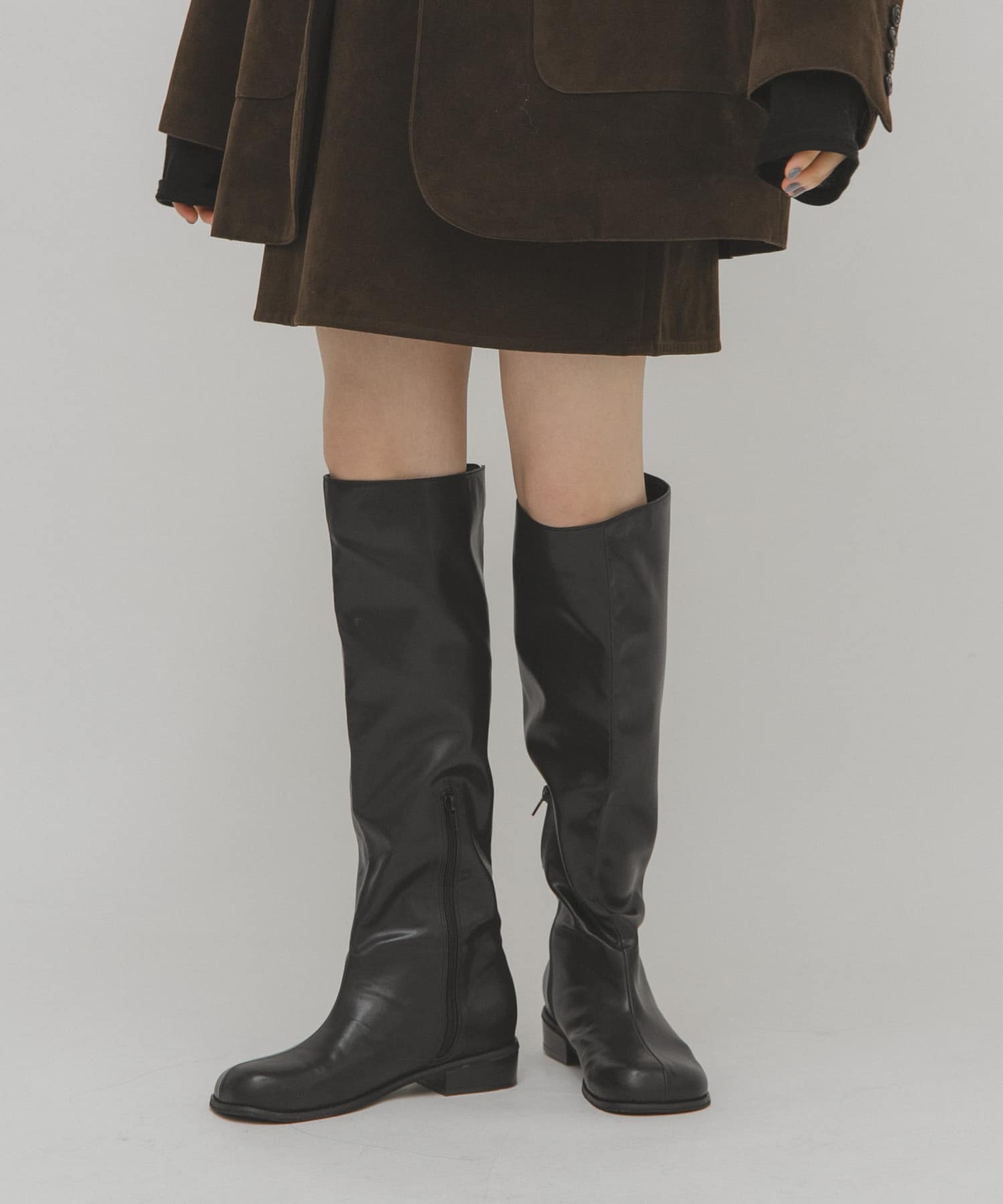 プランプトゥロングブーツ BLACK 36