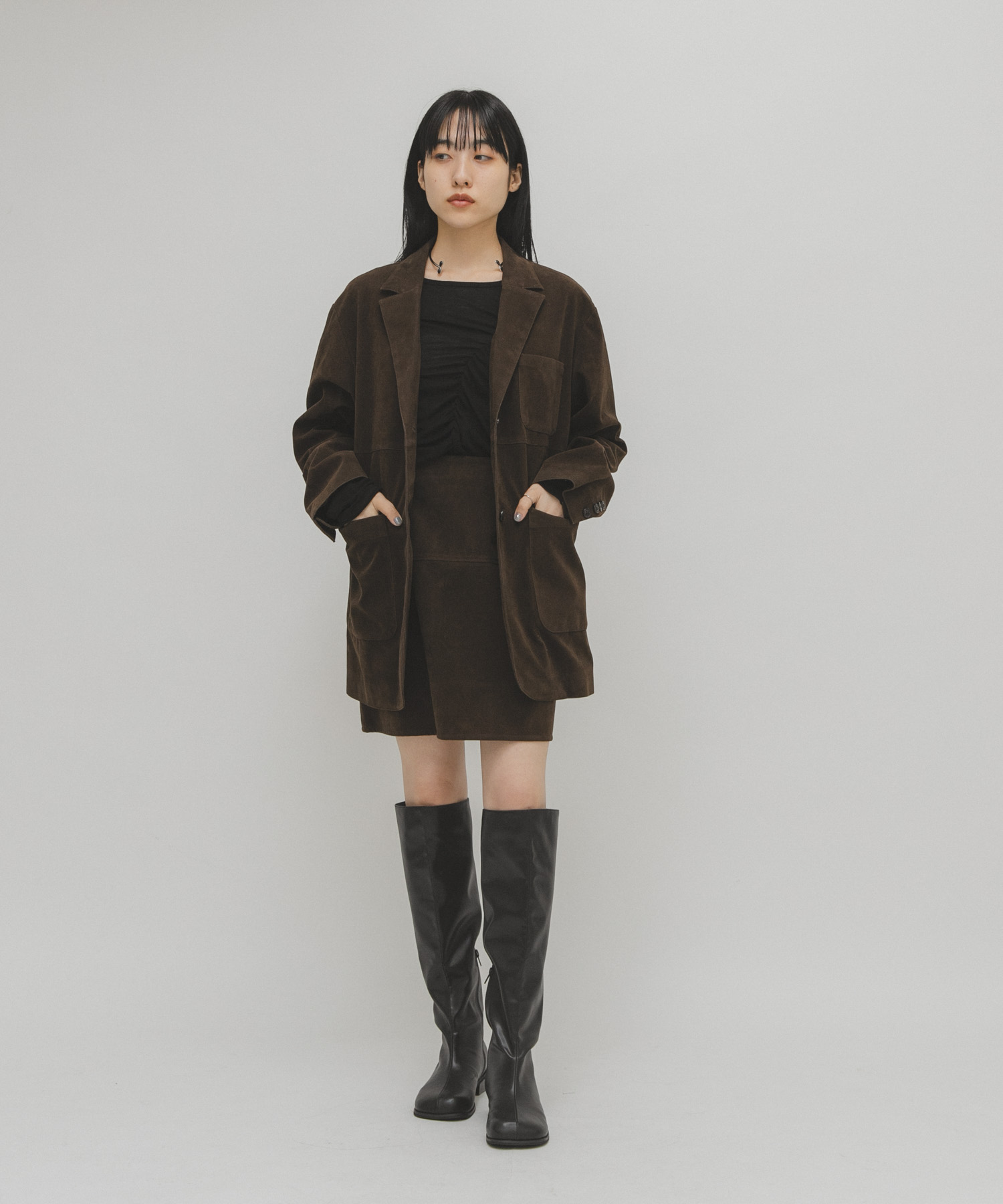 プランプトゥロングブーツ BLACK 36