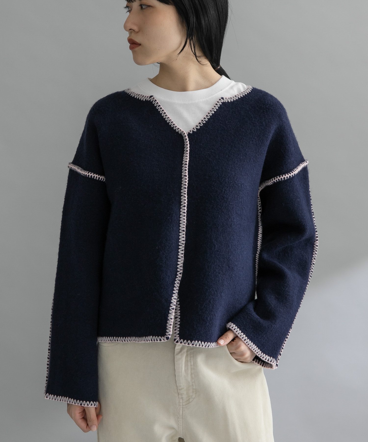 『WEB限定』カラーハンドステッチ2WAYニット