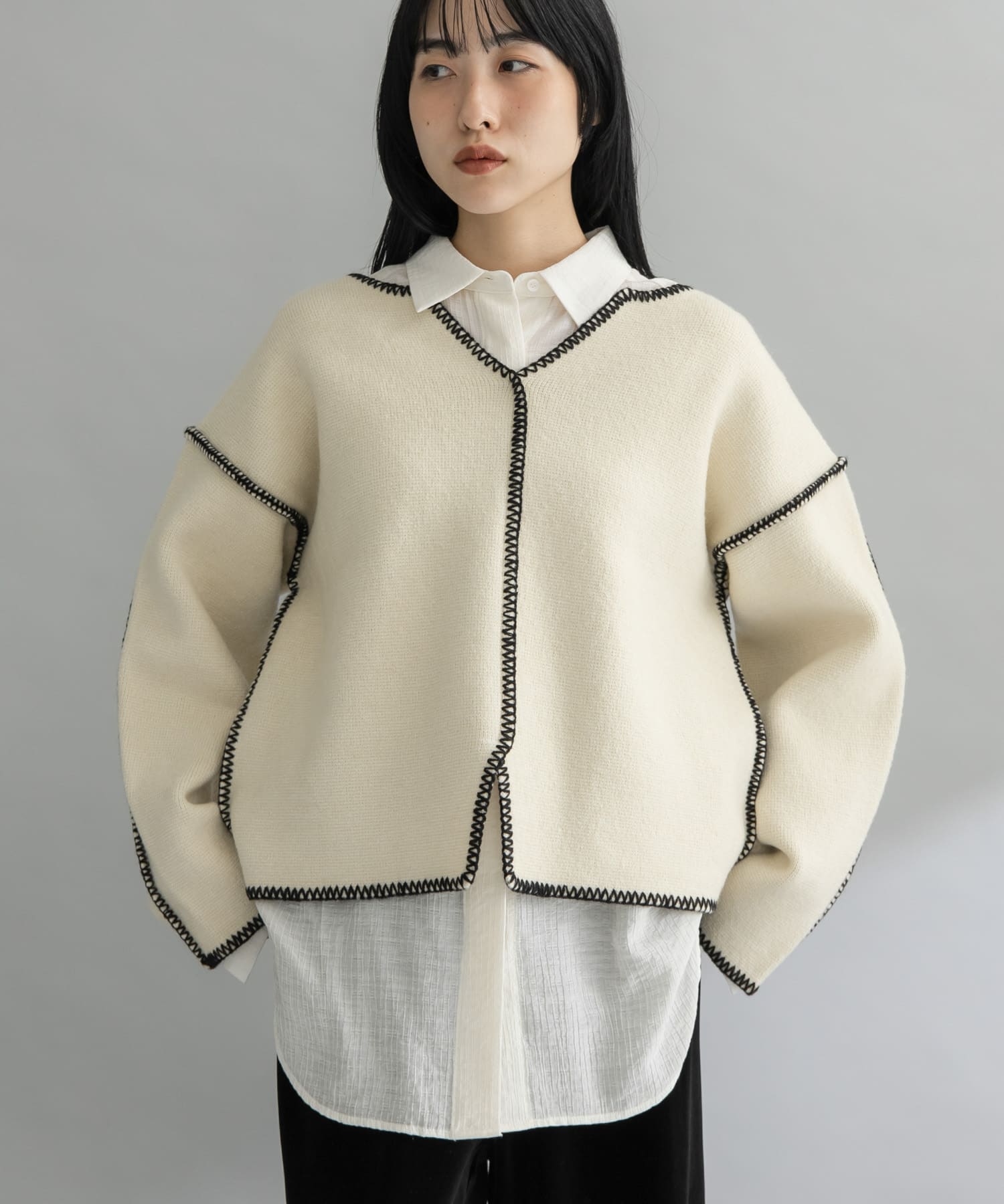 『WEB/一部店舗限定』カラーハンドステッチ2WAYニット