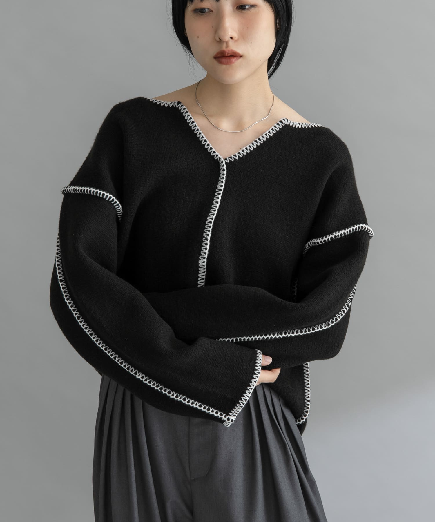 『WEB/一部店舗限定』カラーハンドステッチ2WAYニット