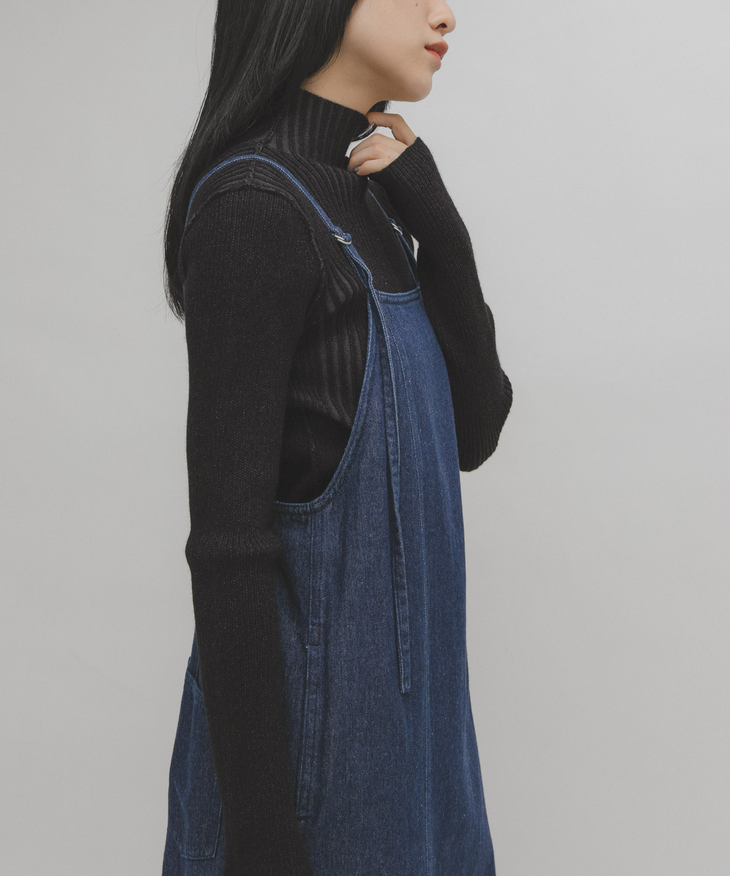 illi　ランダムRIBハイネックニット CHARCOAL One