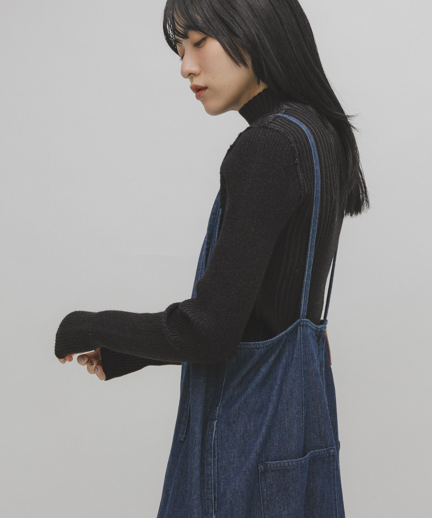 illi　ランダムRIBハイネックニット CHARCOAL One