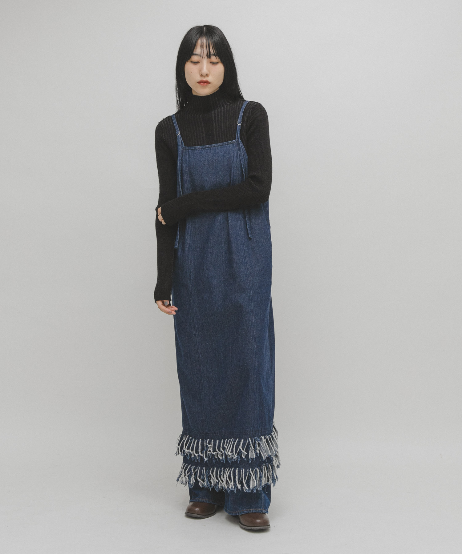 illi　ランダムRIBハイネックニット CHARCOAL One