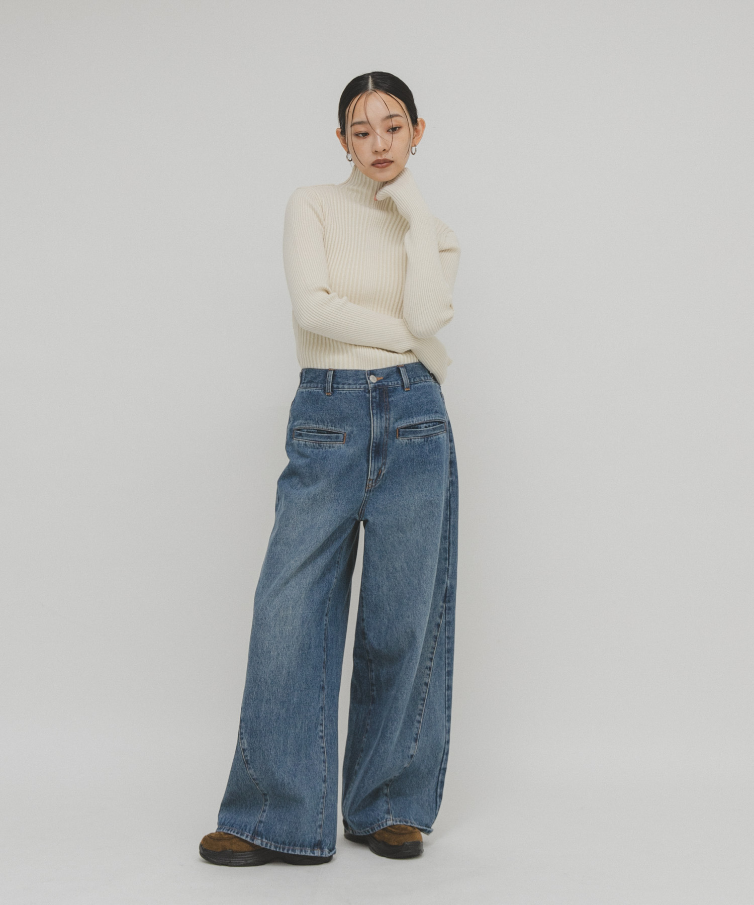 illi　ランダムRIBハイネックニット IVORY One