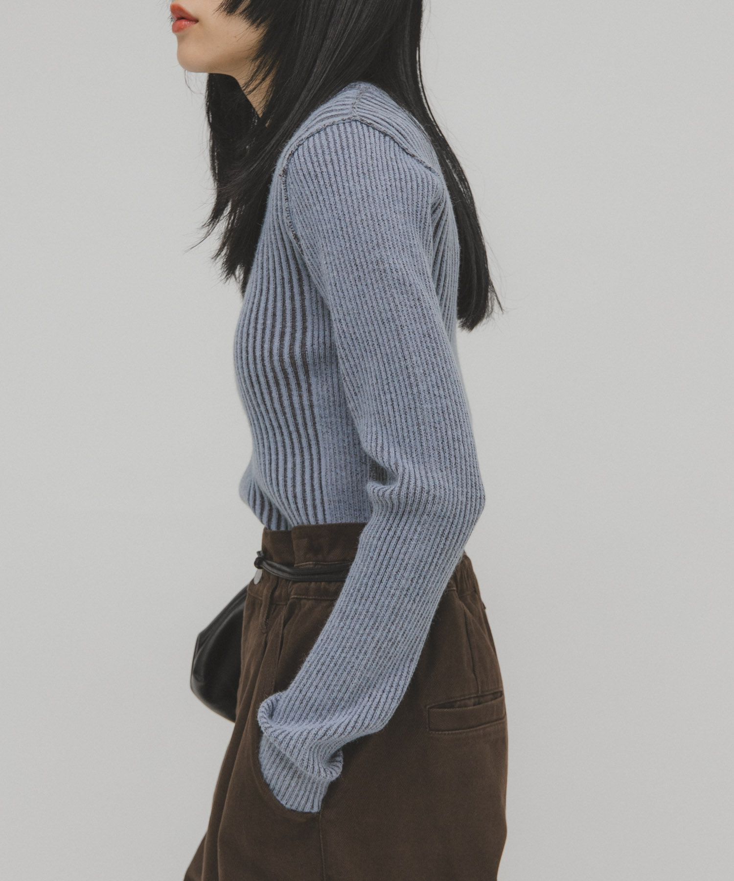 illi　ランダムRIBクルーネックニット BLUE One