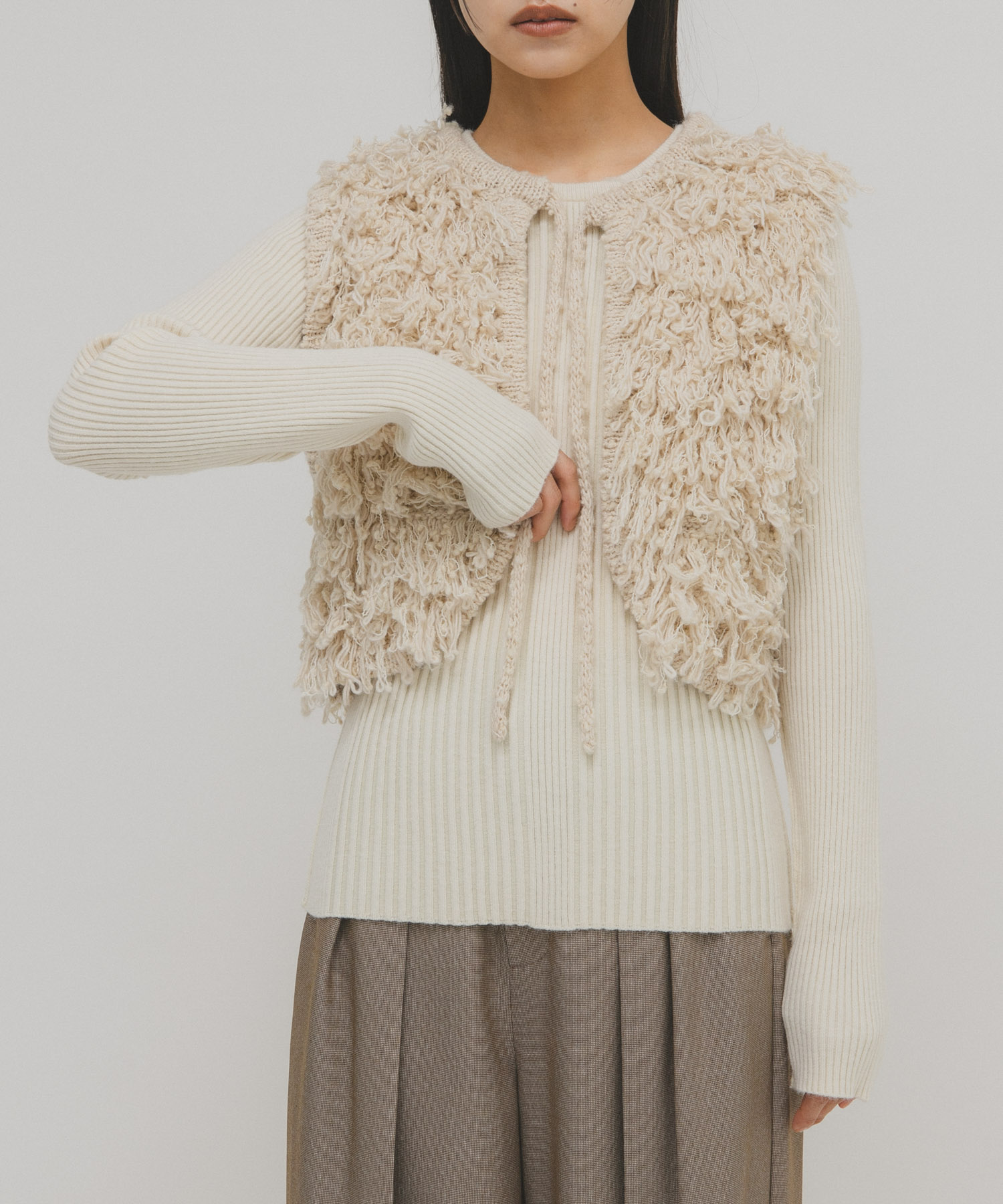 illi　ランダムRIBクルーネックニット IVORY One