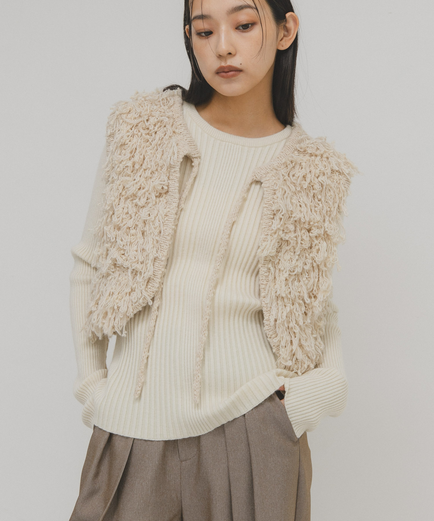 illi　ランダムRIBクルーネックニット IVORY One