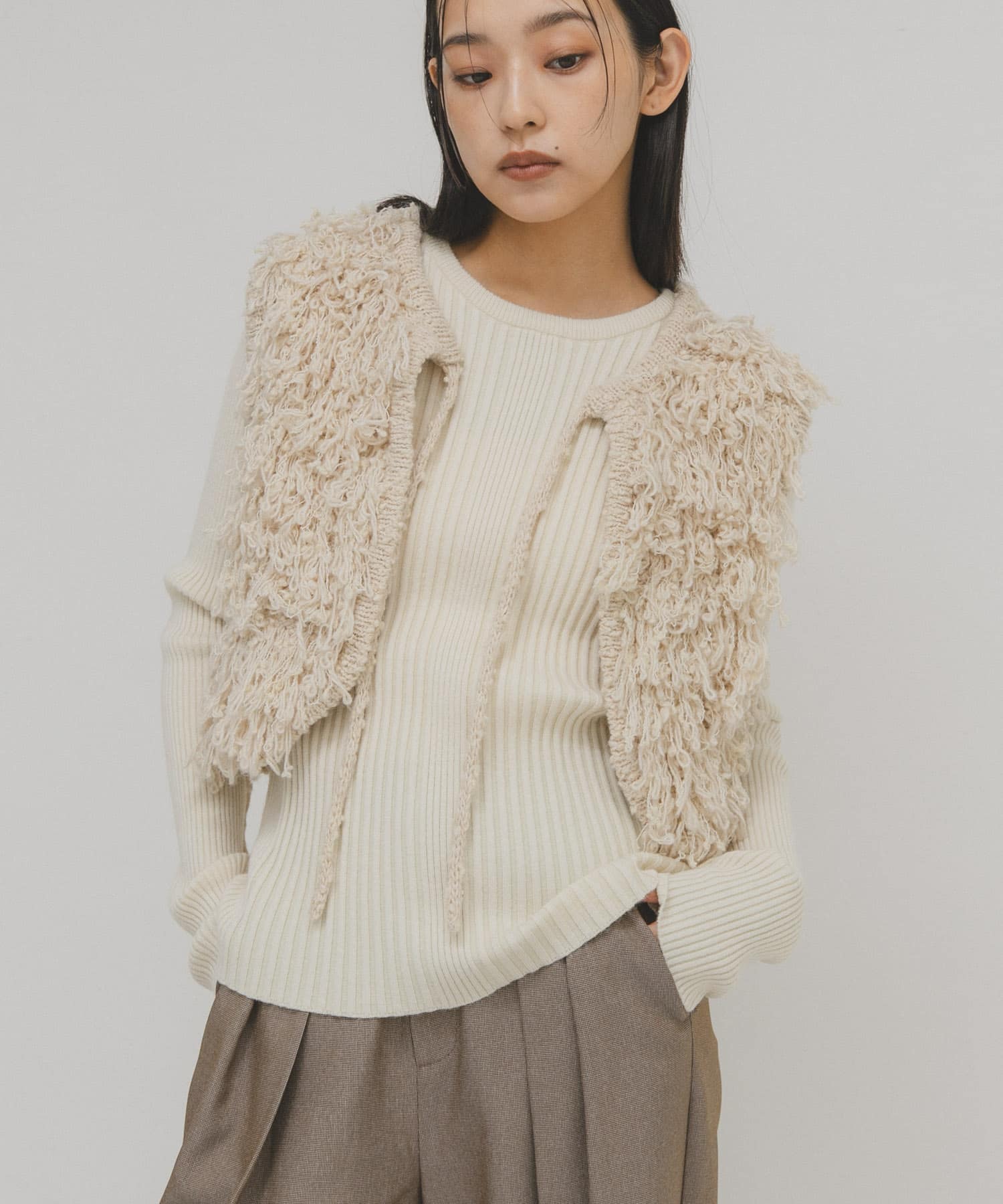 illi　ランダムRIBクルーネックニット IVORY One