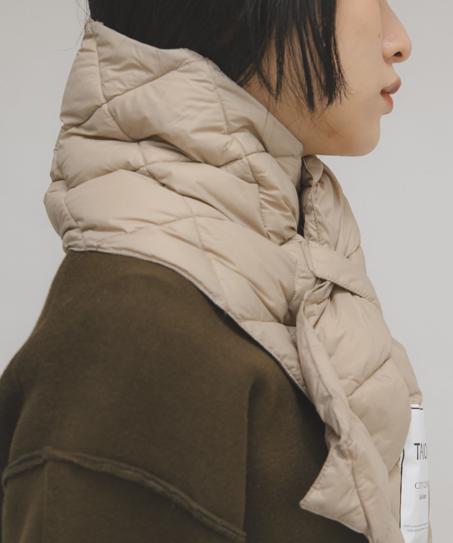 TAION　CITY DOWN SCARF G.BEIGE One