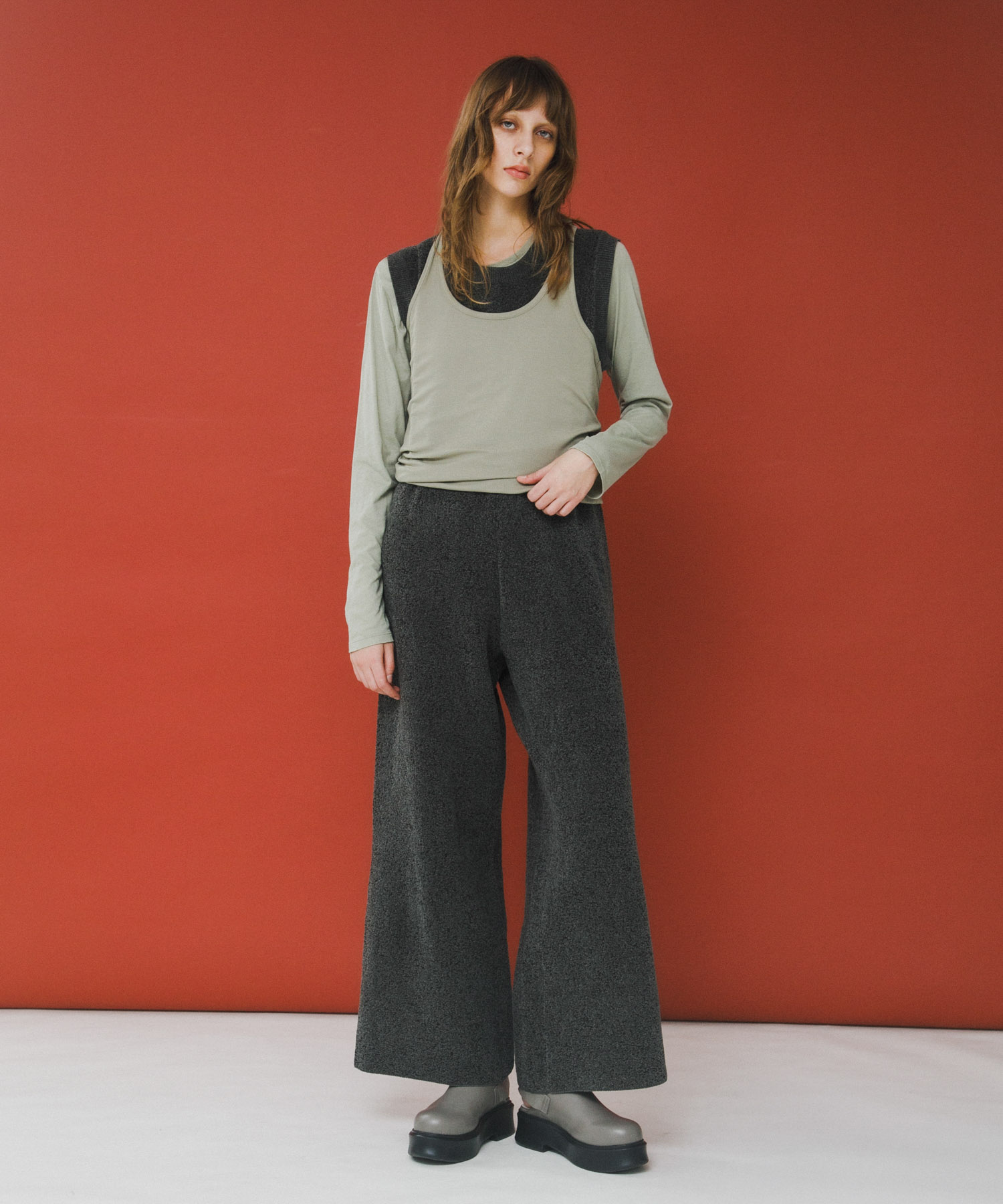 layered long set tee モス Free