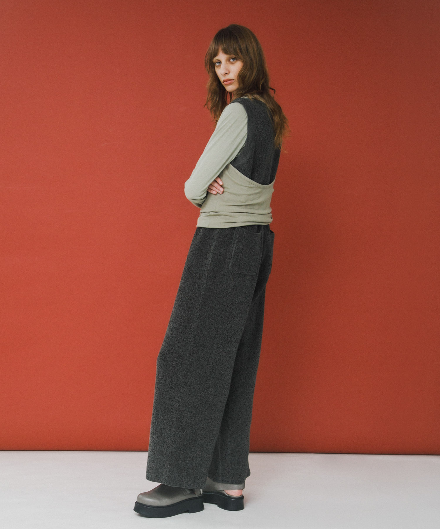 layered long set tee モス Free