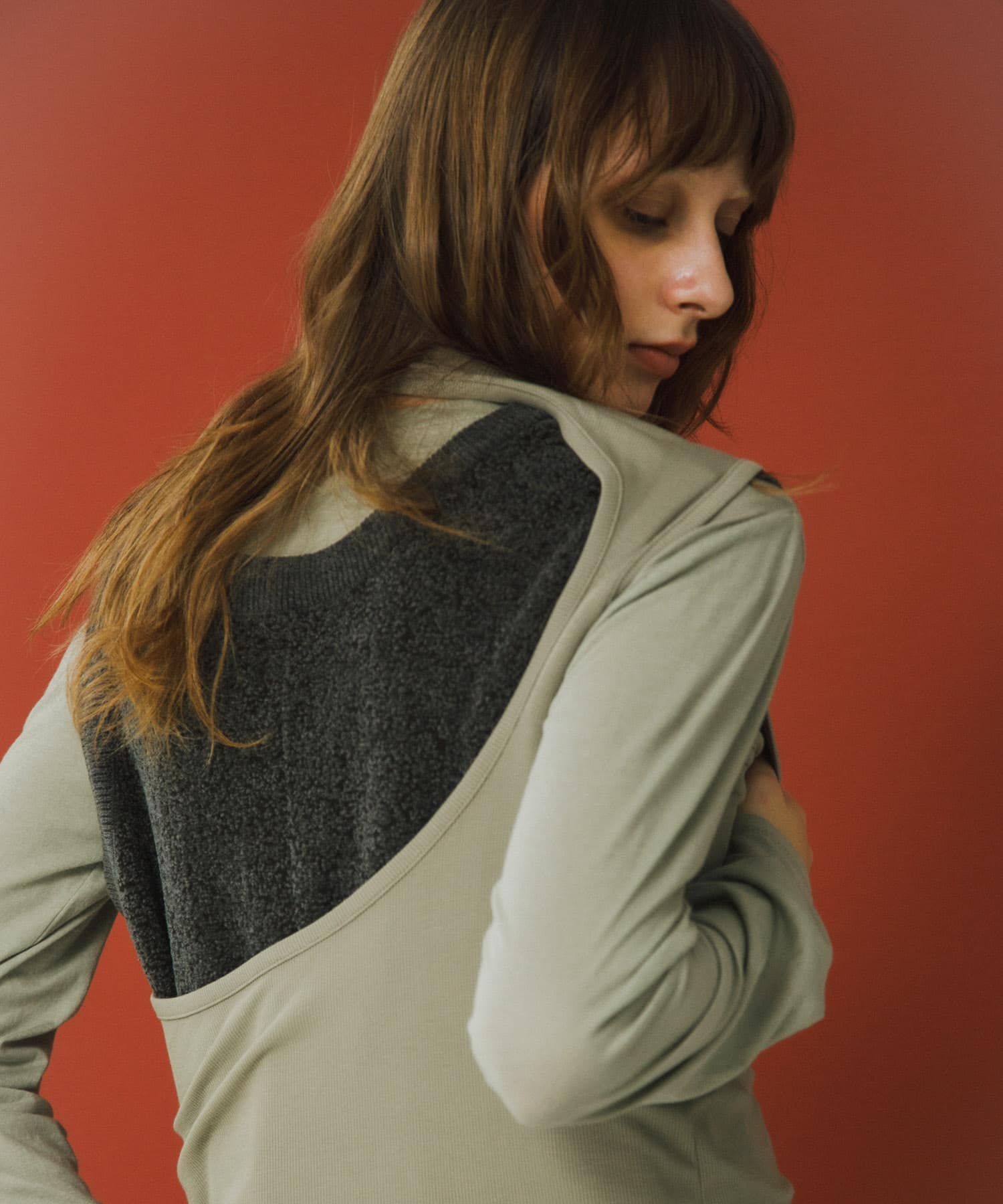 layered long set tee モス Free