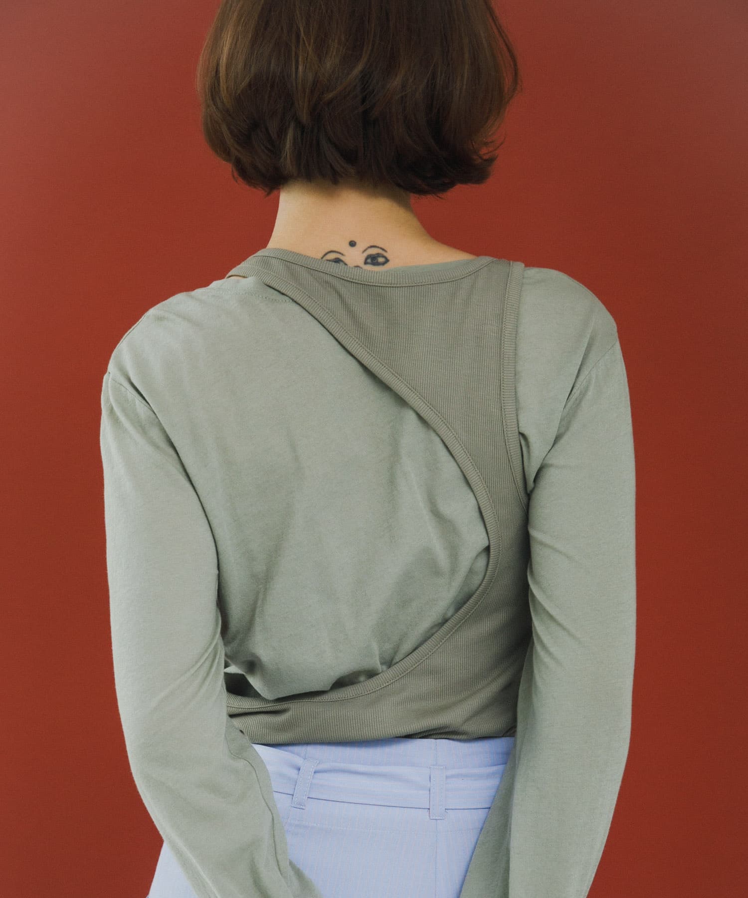 layered long set tee モス Free