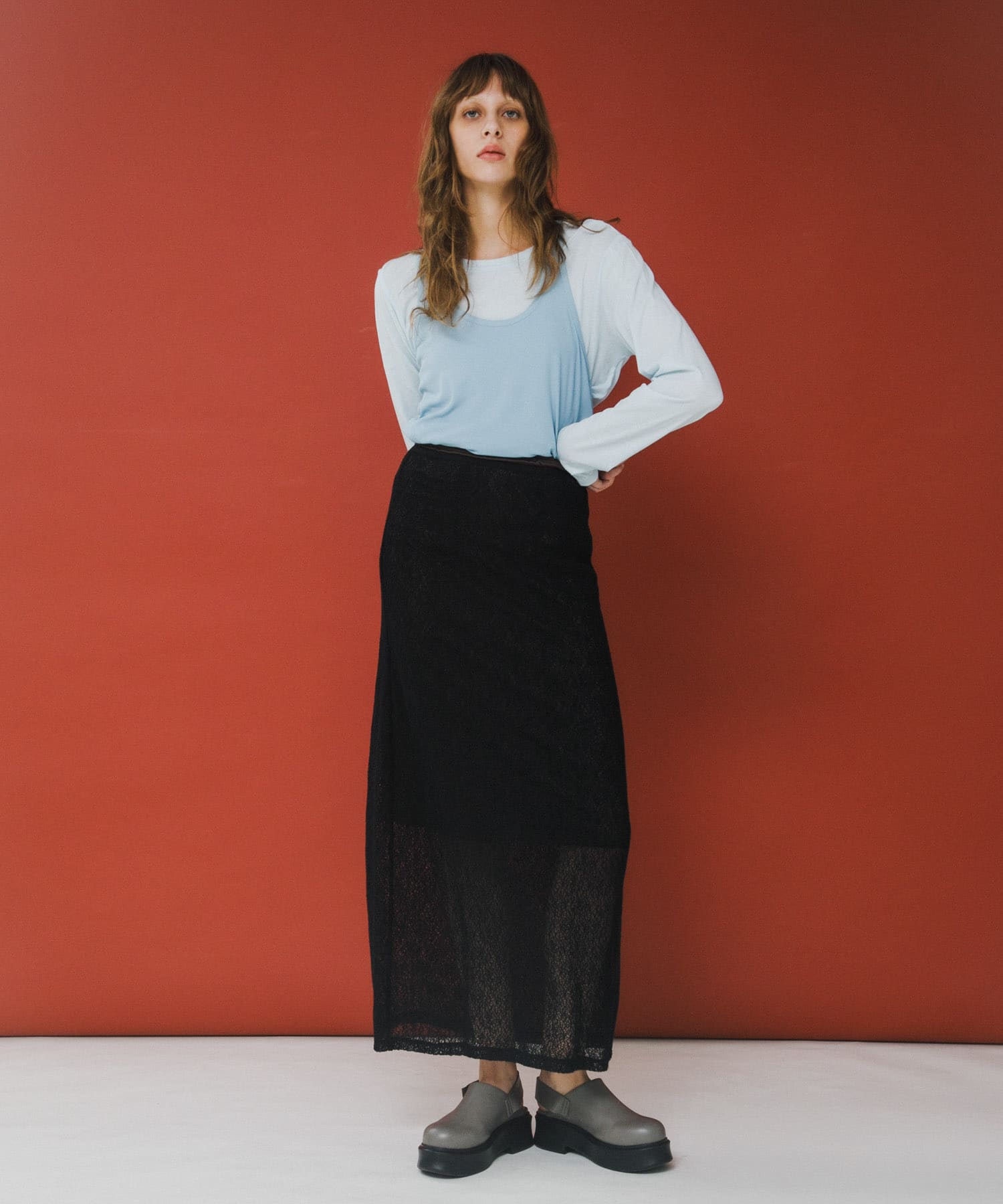 layered long set tee スカイ Free