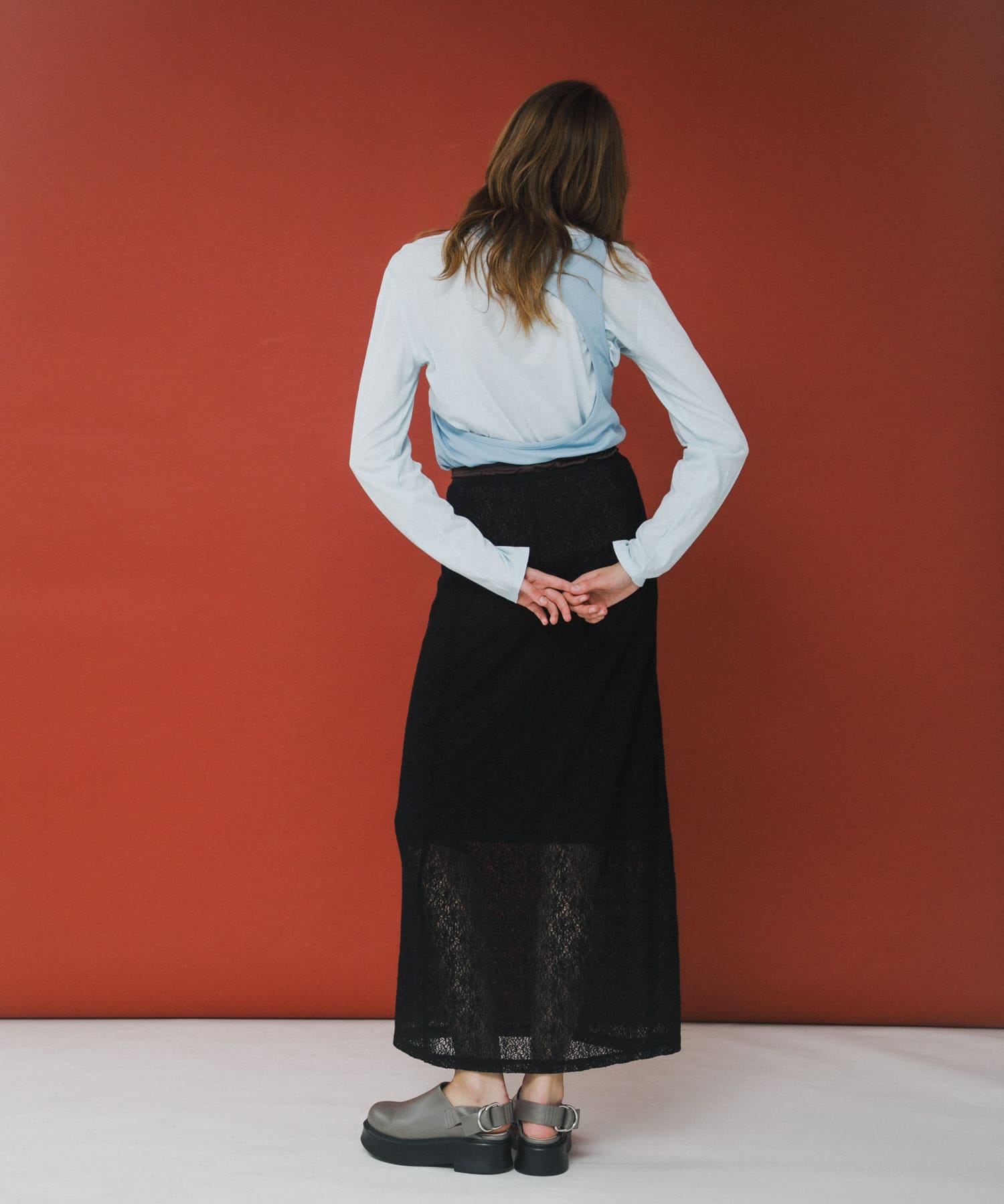 layered long set tee スカイ Free