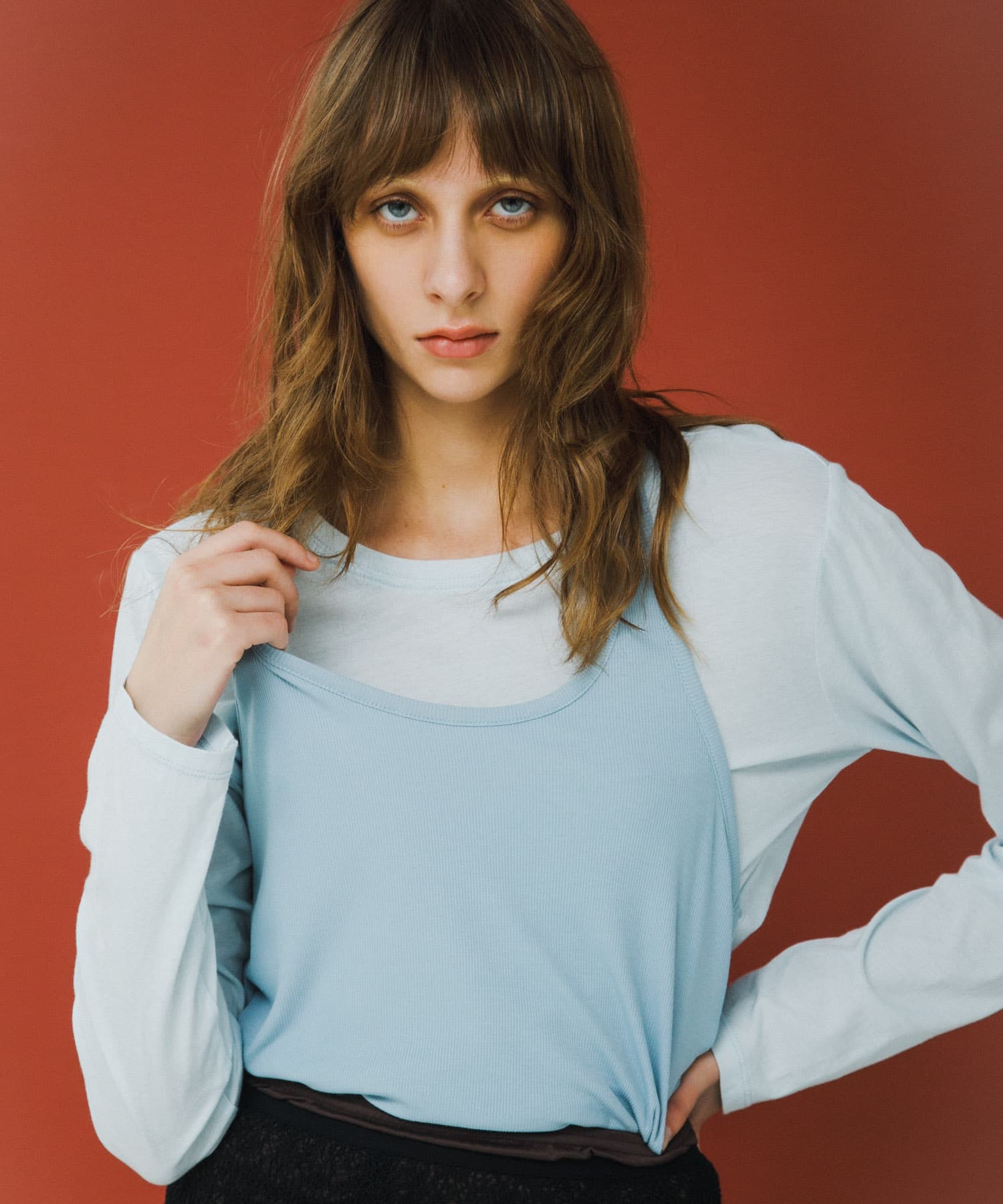 layered long set tee スカイ Free