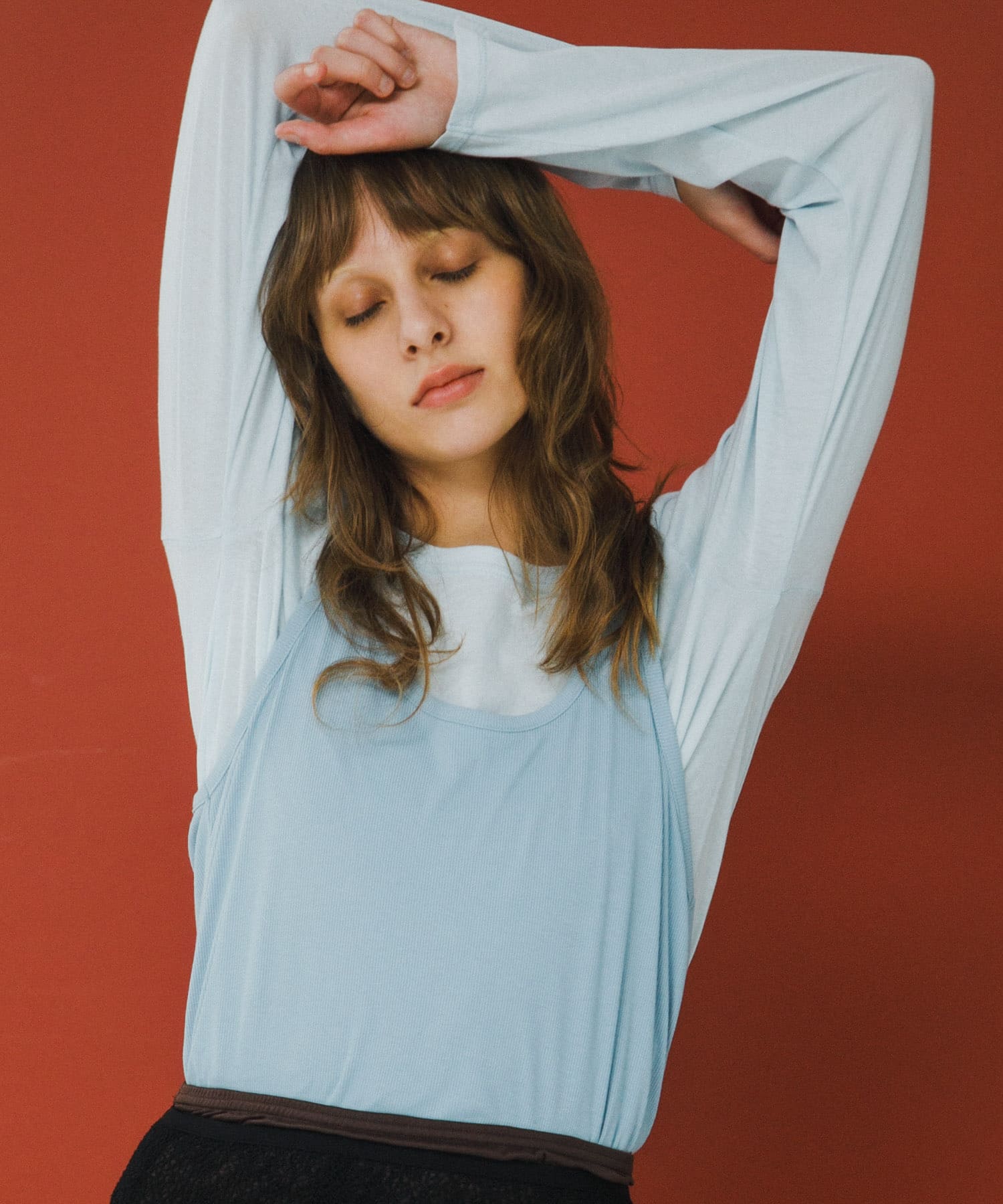 layered long set tee スカイ Free