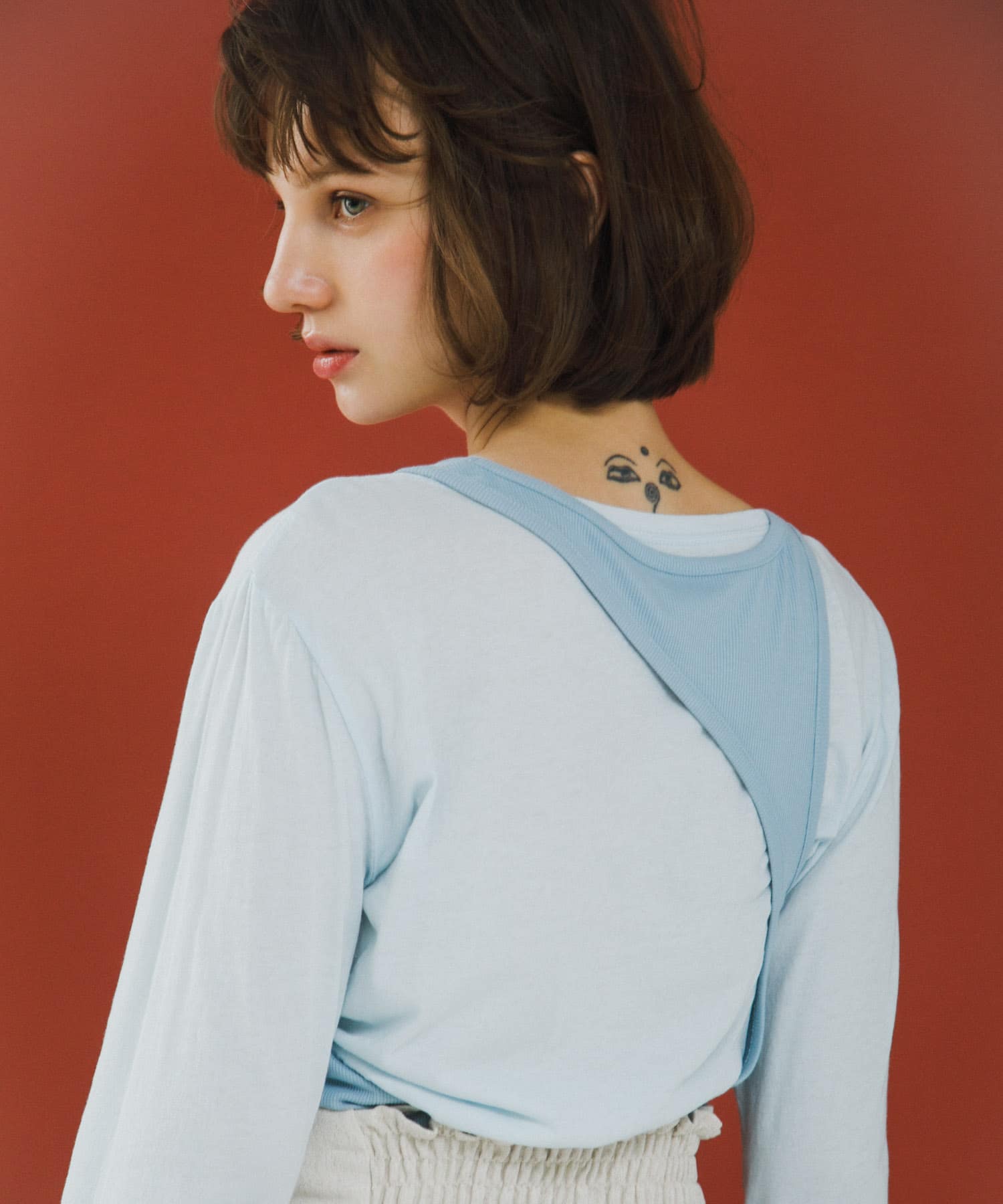 layered long set tee スカイ Free