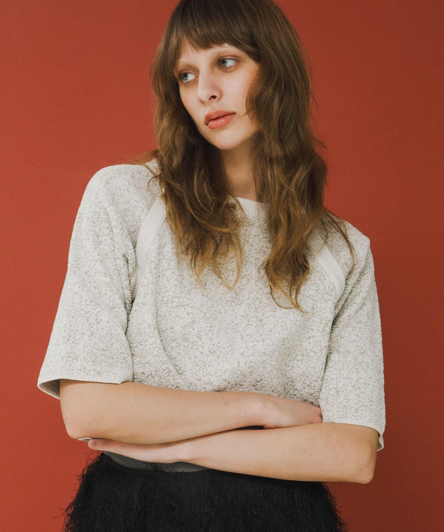 jacquard shortsleeve knit サブレ Free