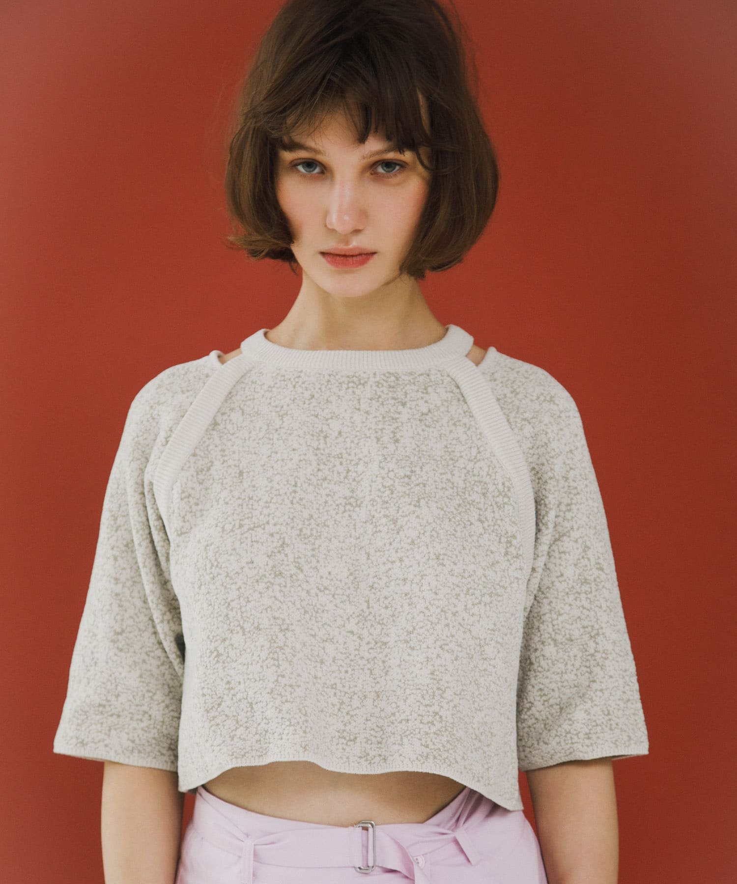 jacquard shortsleeve knit サブレ Free