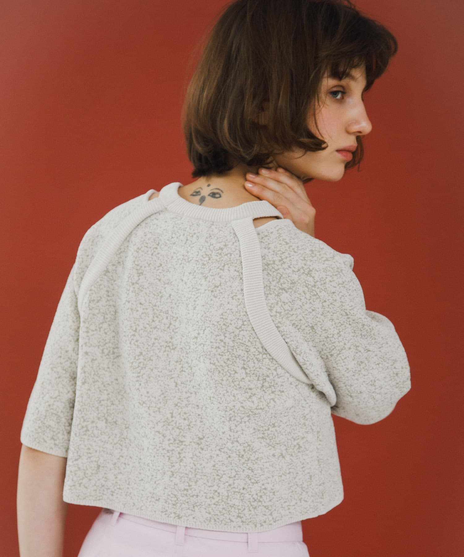 jacquard shortsleeve knit サブレ Free
