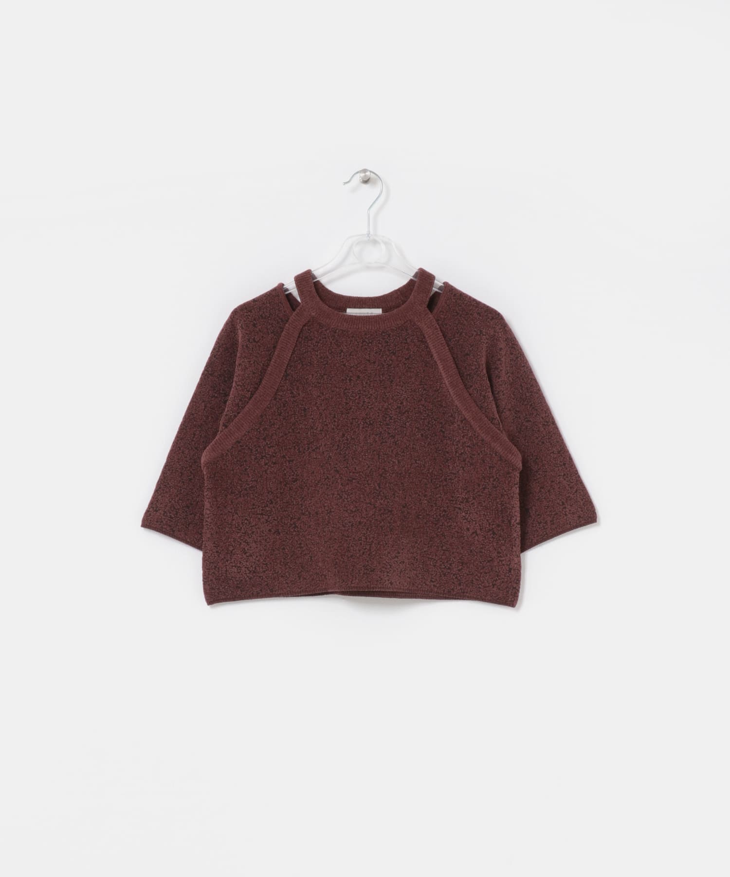 jacquard shortsleeve knit マロン Free
