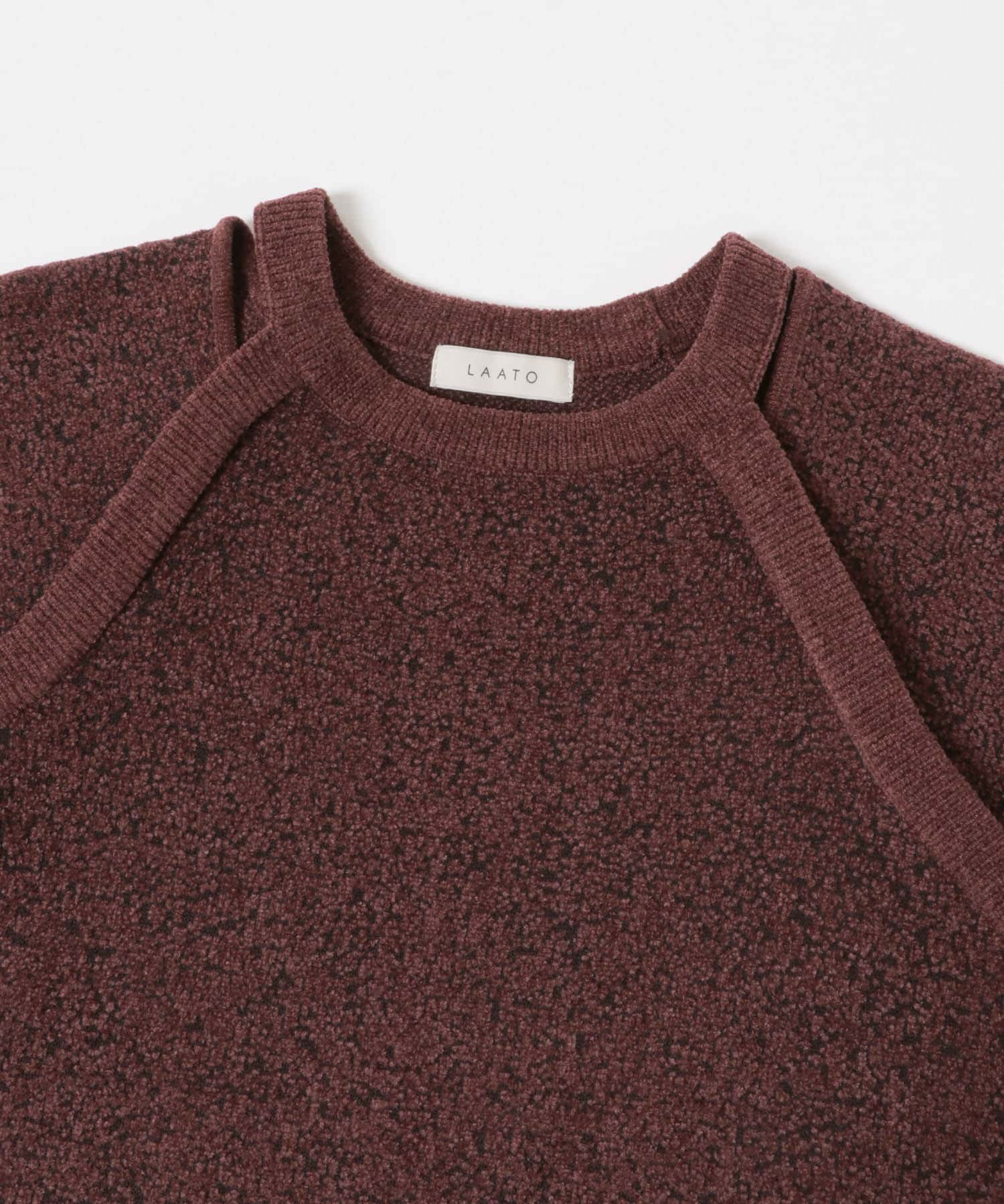 jacquard shortsleeve knit マロン Free