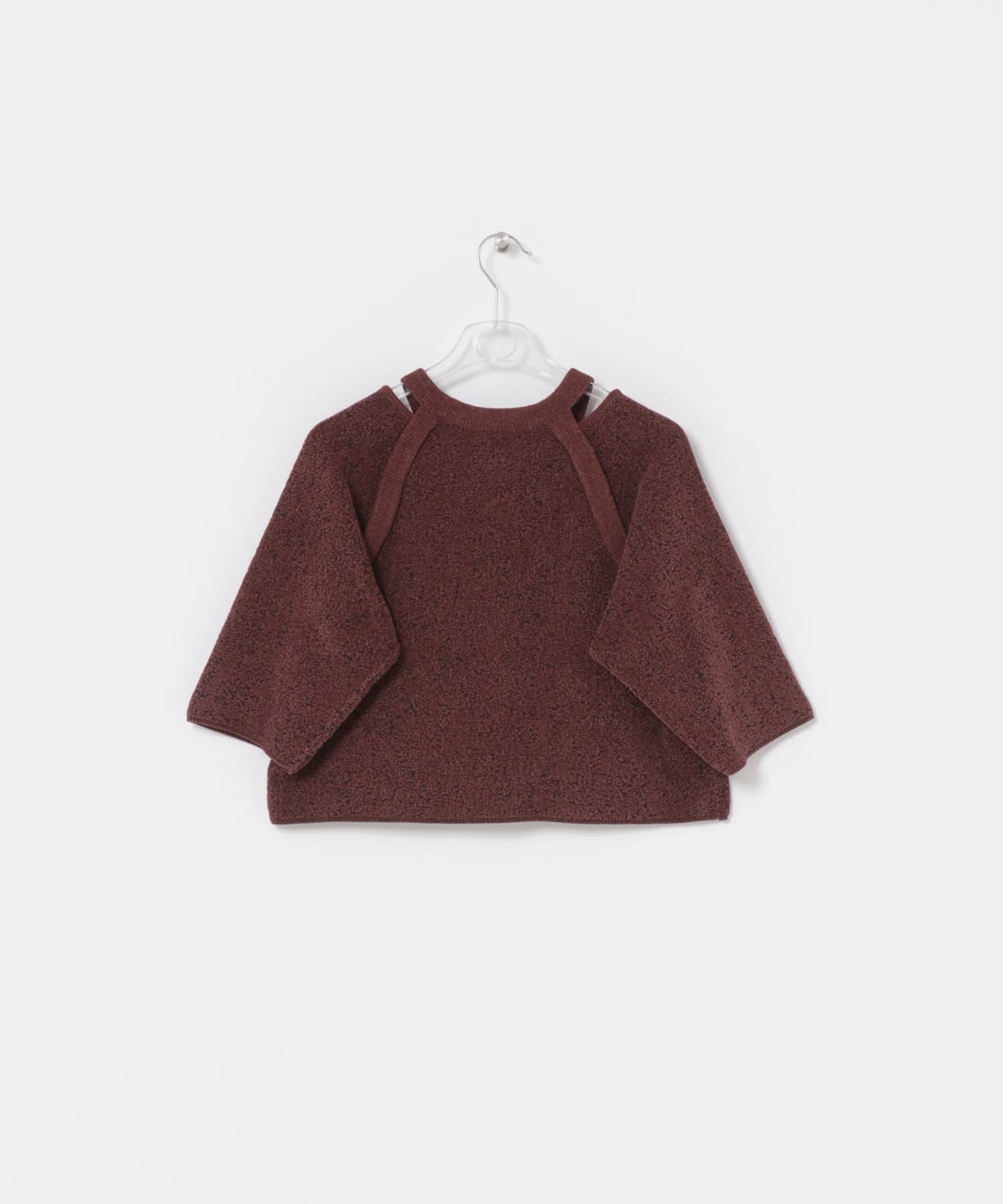 jacquard shortsleeve knit マロン Free