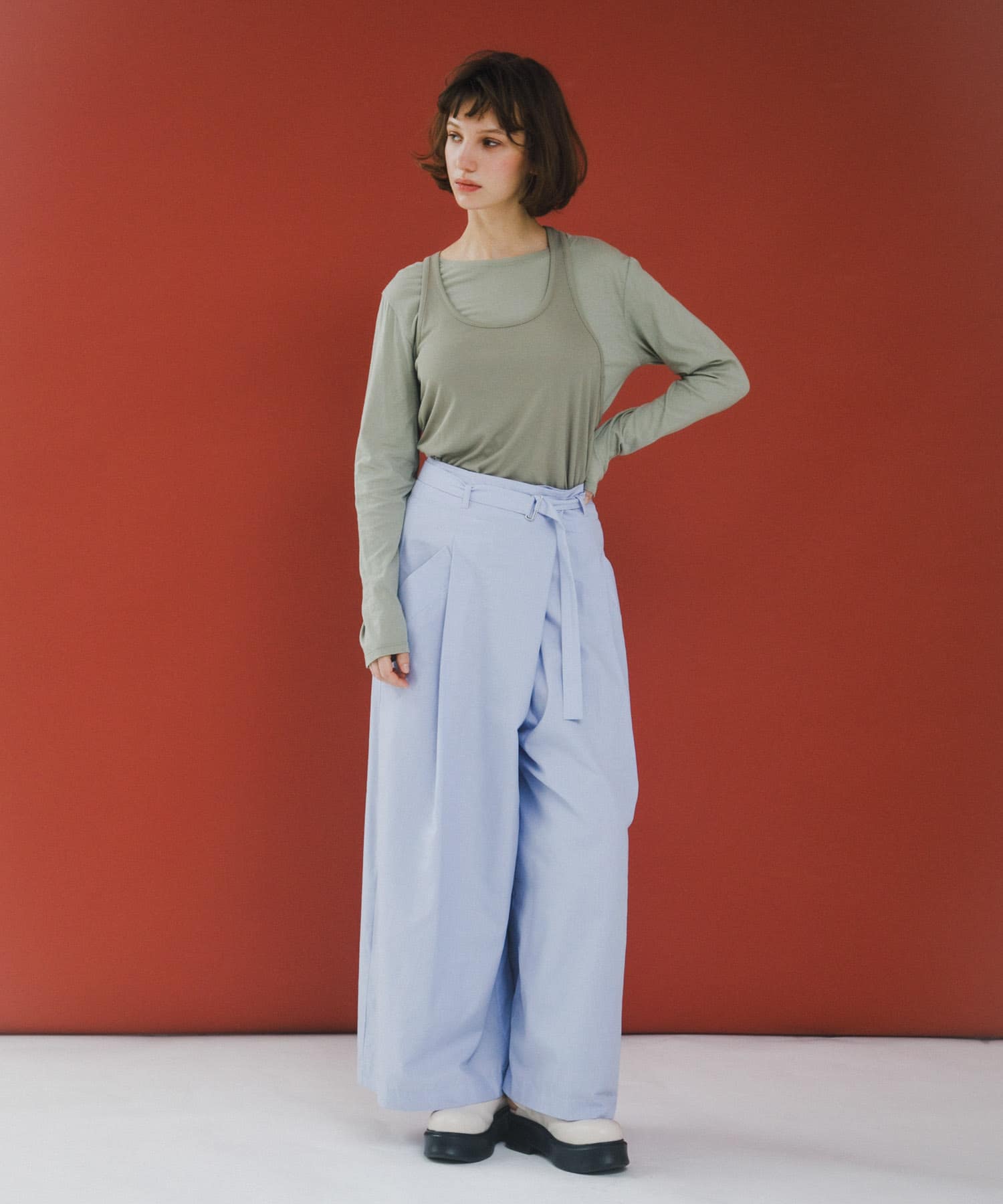 wrap wide pants スプリング Free