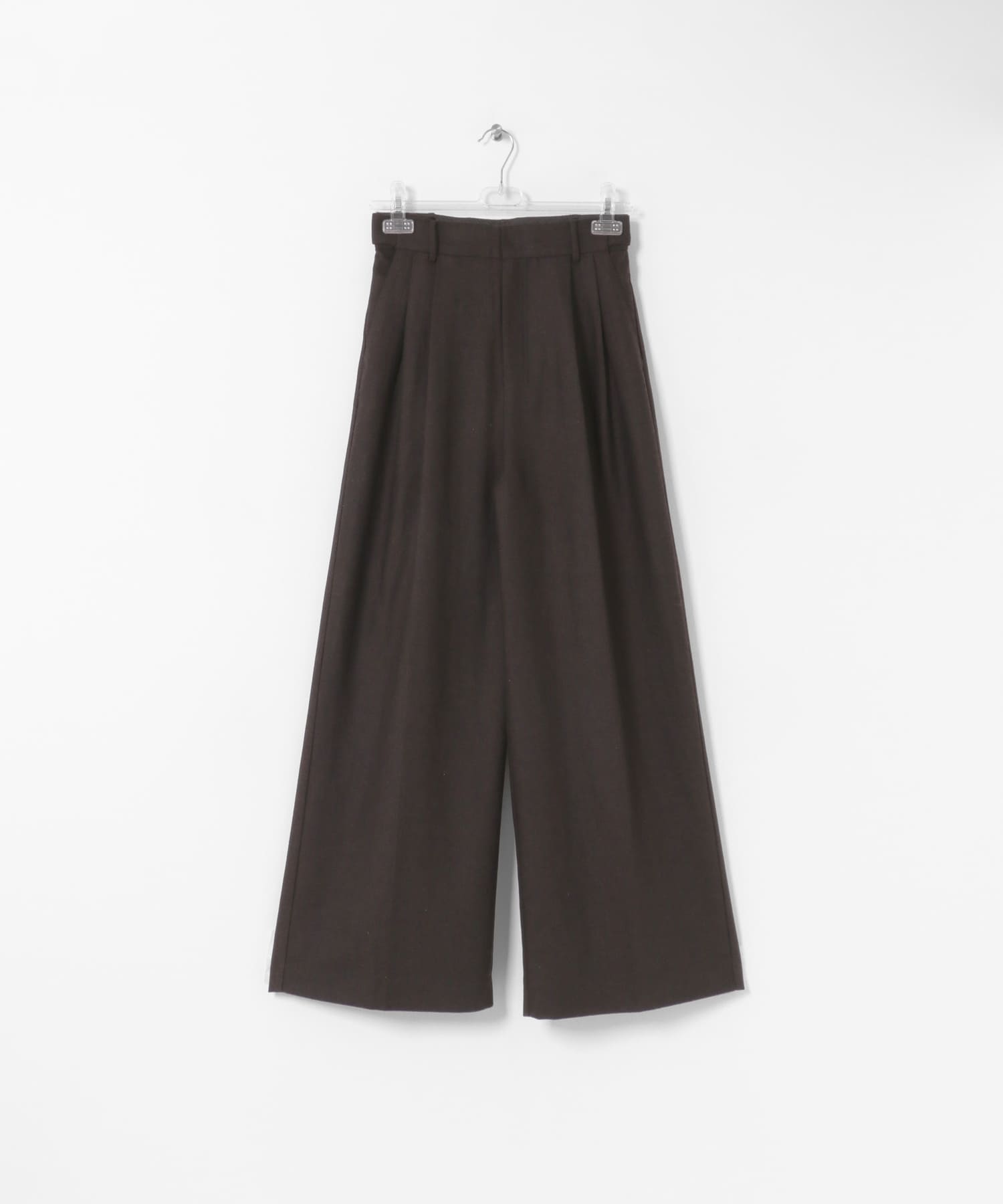 straight wide tuck pants チョコレート S