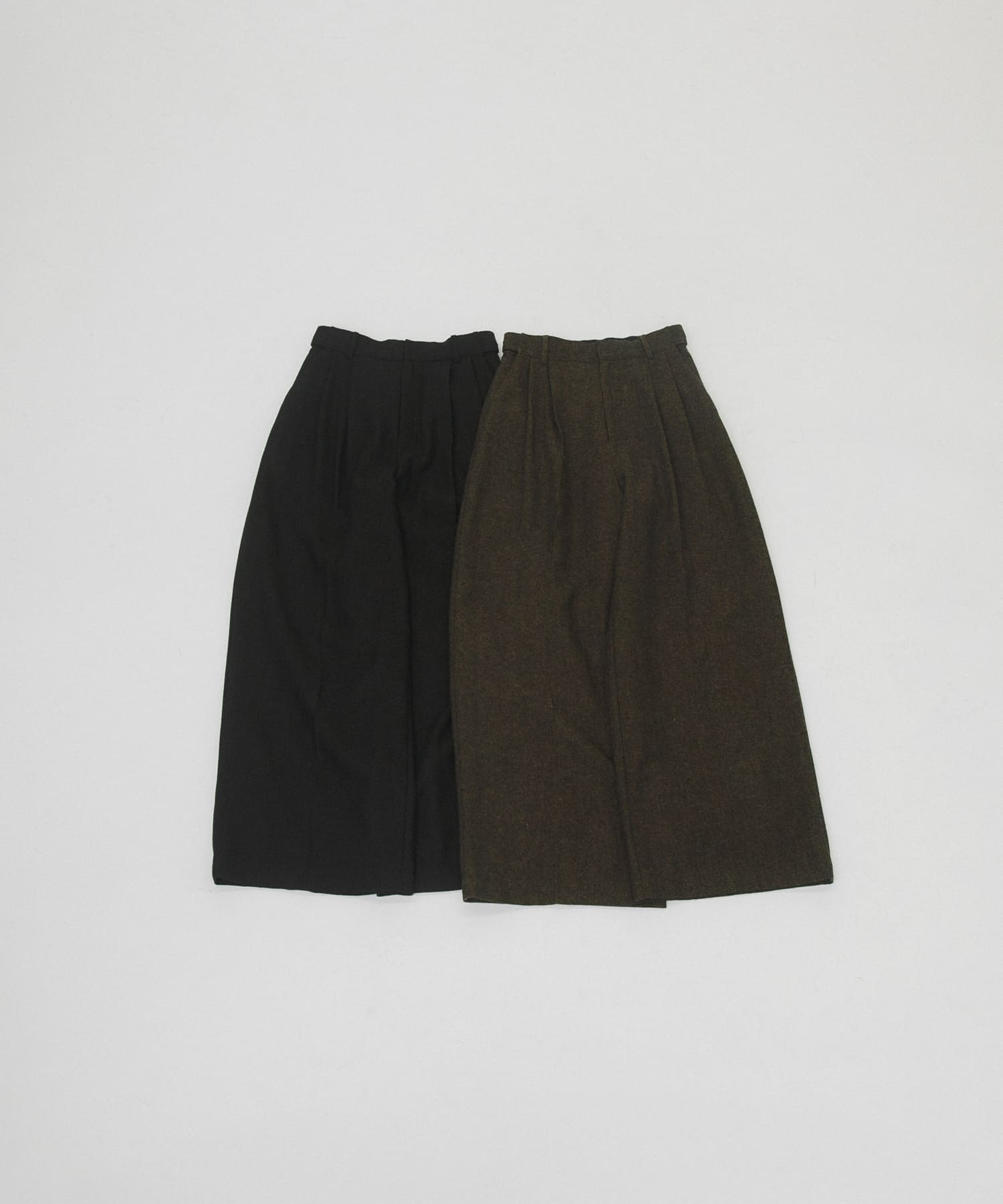 straight wide tuck pants キャラメル S