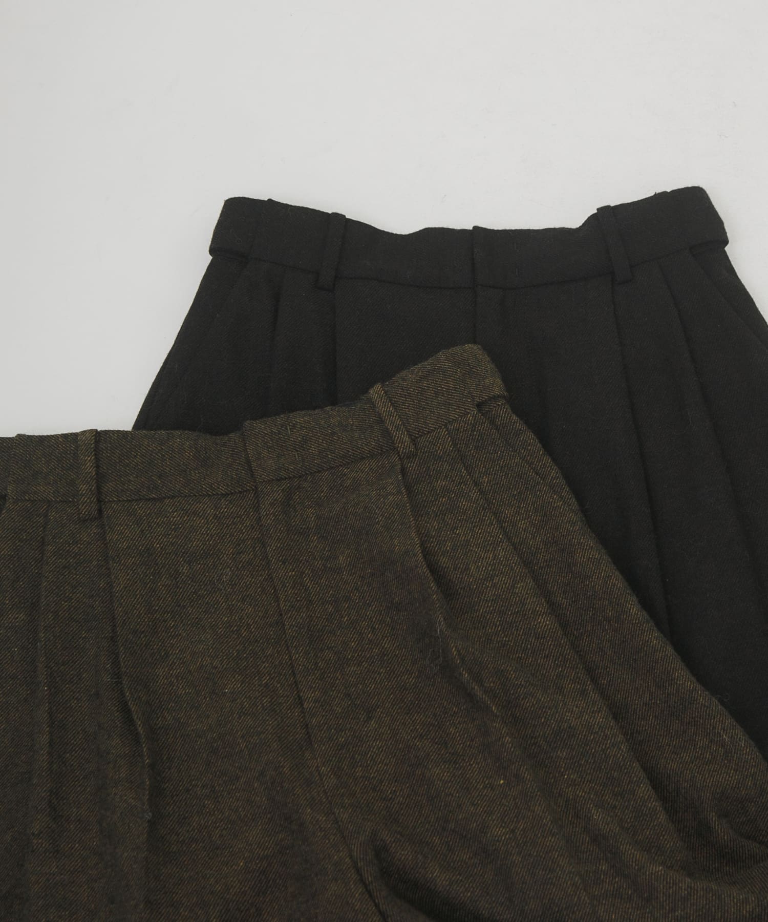 straight wide tuck pants キャラメル S