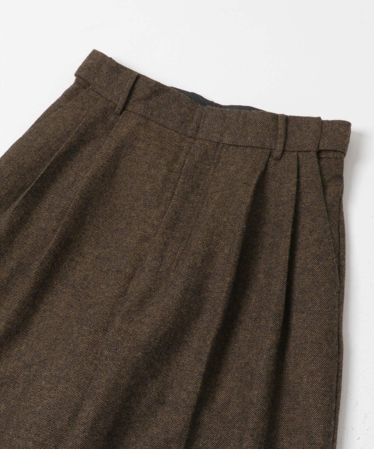 straight wide tuck pants キャラメル S