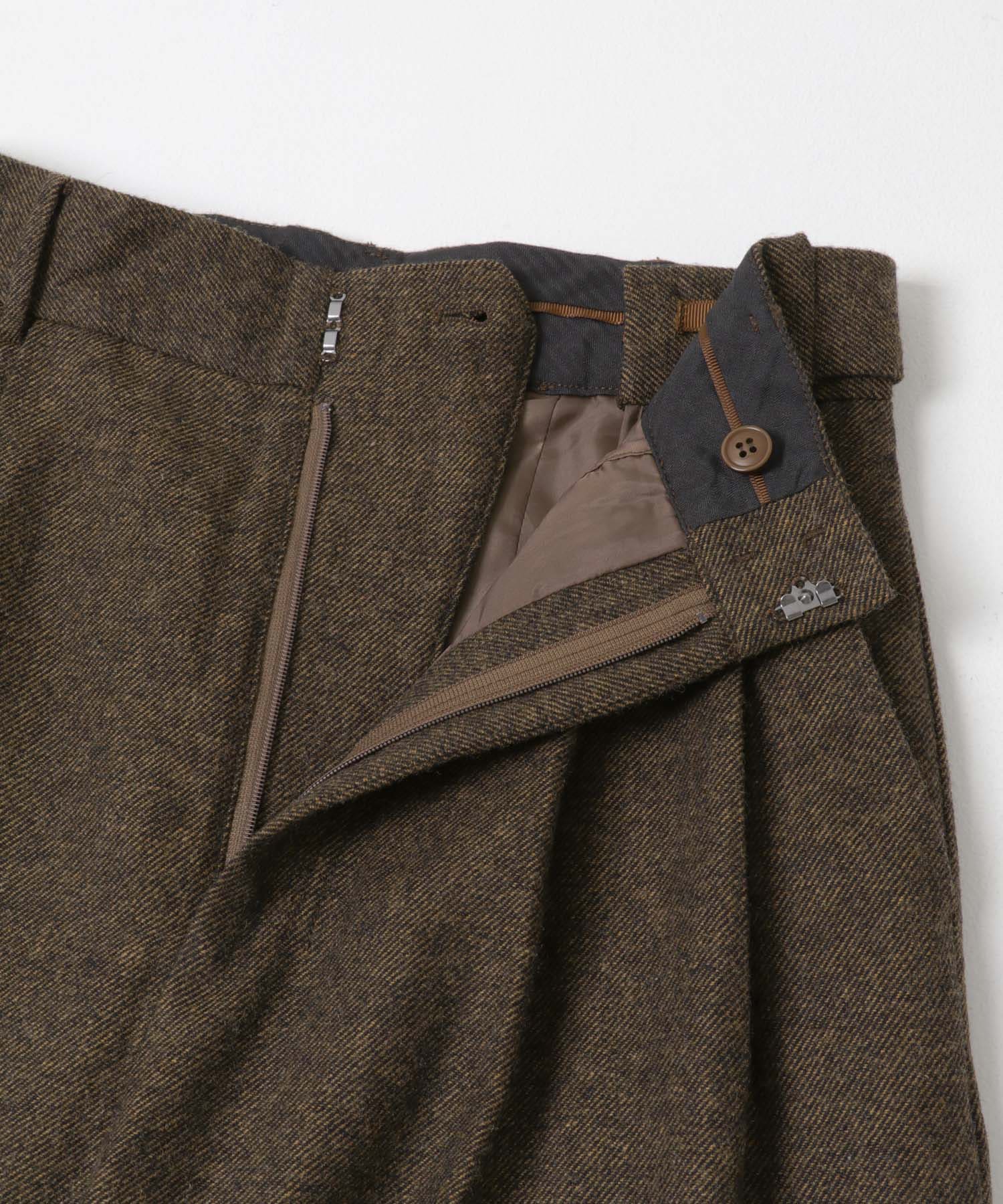 straight wide tuck pants キャラメル S
