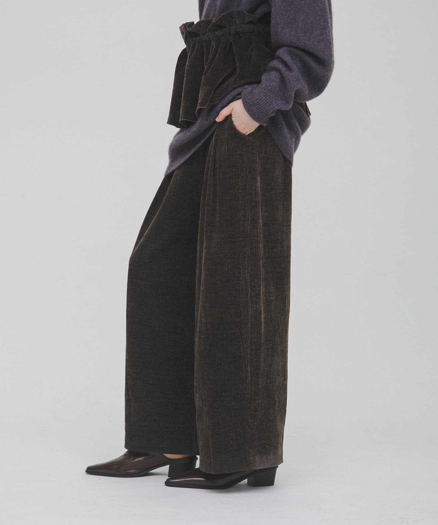 wrinkle velor wide pants