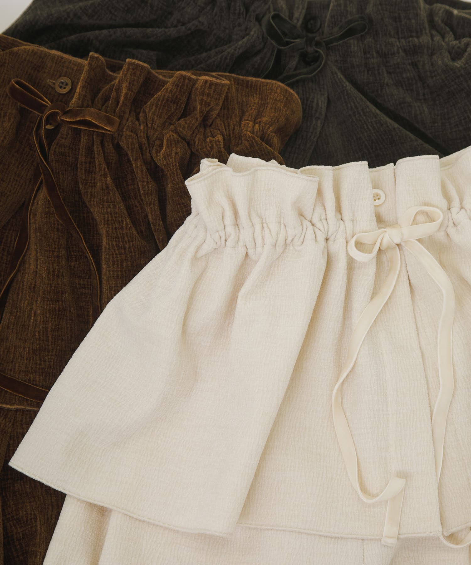 wrinkle velor wide pants クリーム FREE