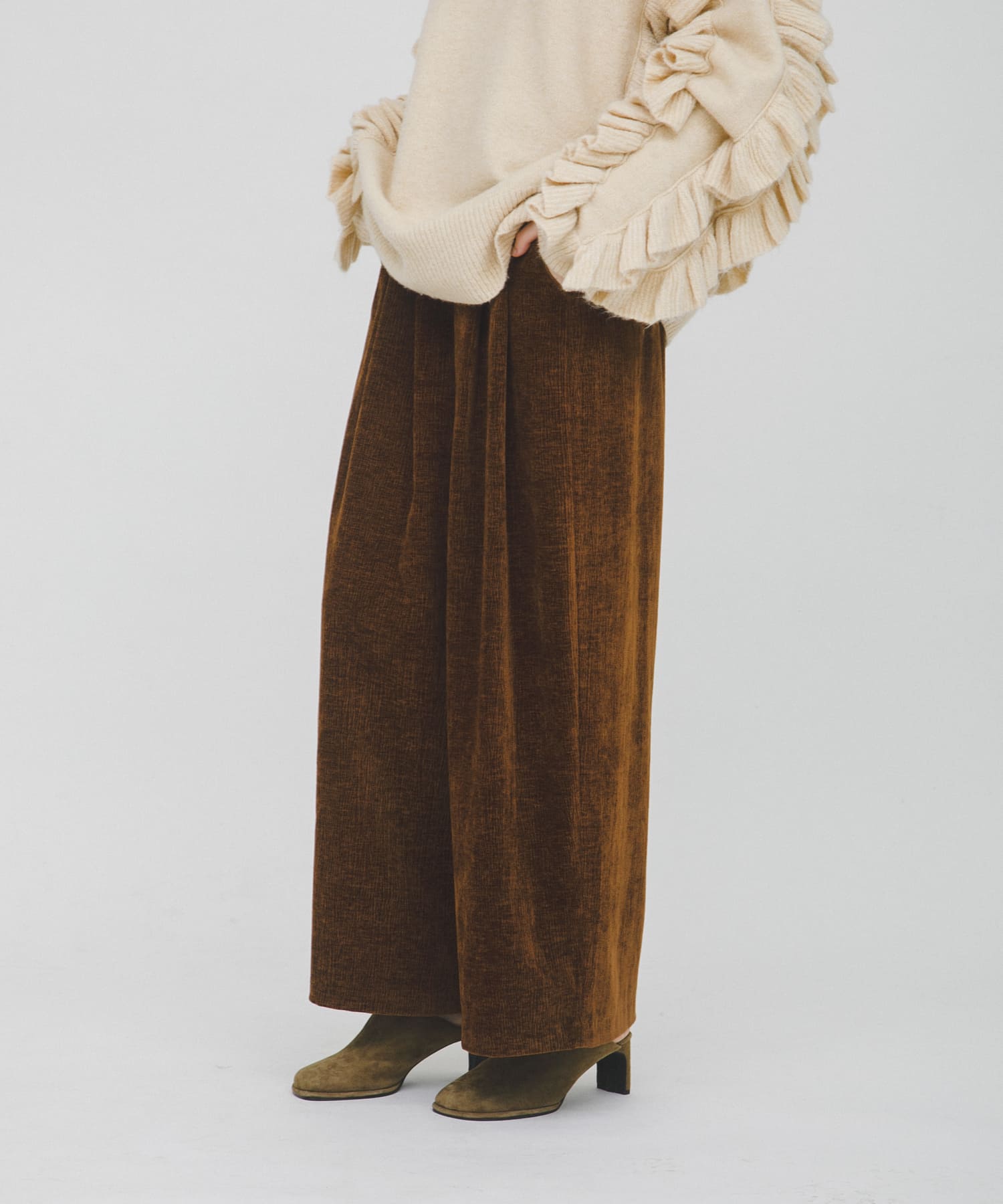 wrinkle velor wide pants