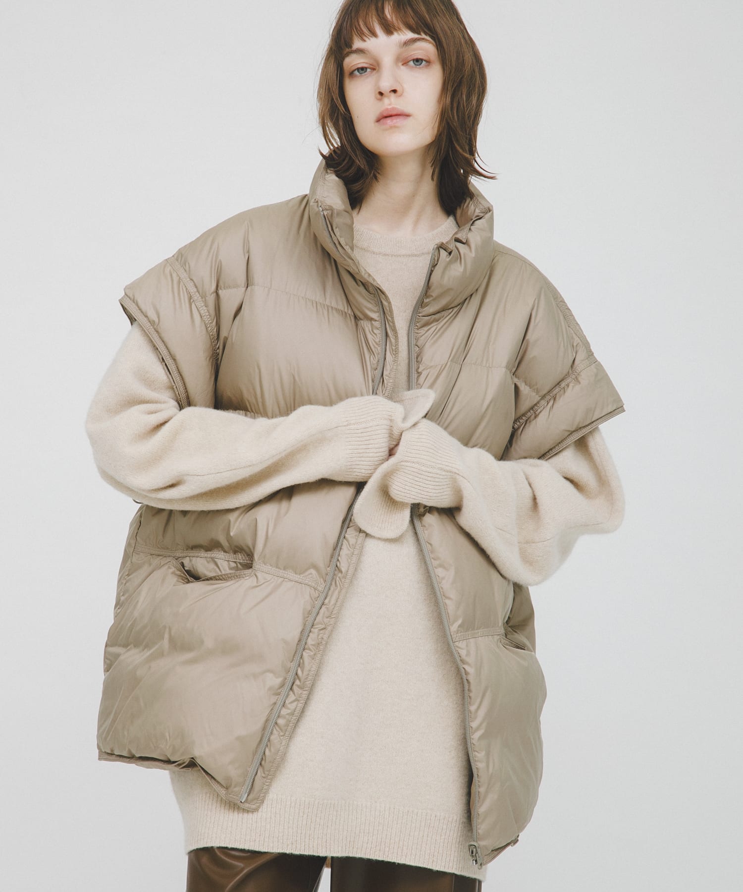 short-sleeved down vest